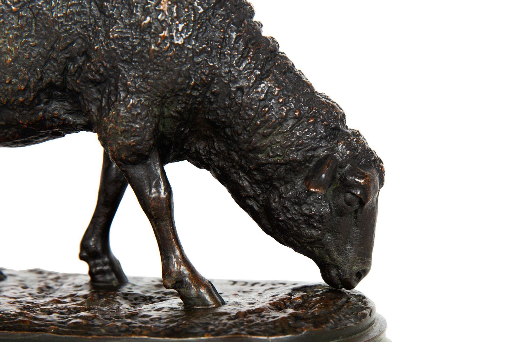 Rare French Antique Bronze Sculpture “Grazing Ewe” by Rosa Bonheur 1