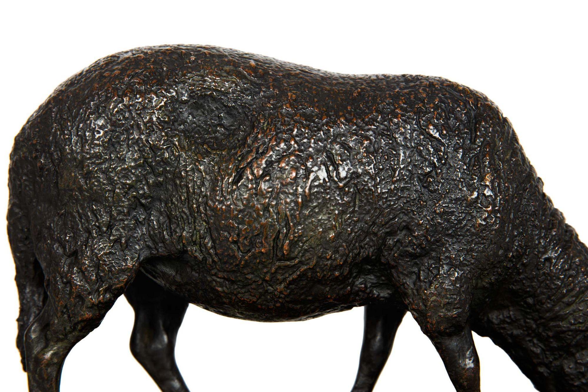 Rare French Antique Bronze Sculpture “Grazing Ewe” by Rosa Bonheur 2