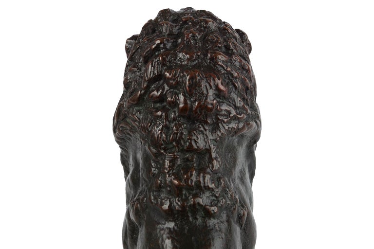 Rare French Antique Bronze Sculpture “Lion Assis no.2” after Antoine-Louis Barye For Sale 6
