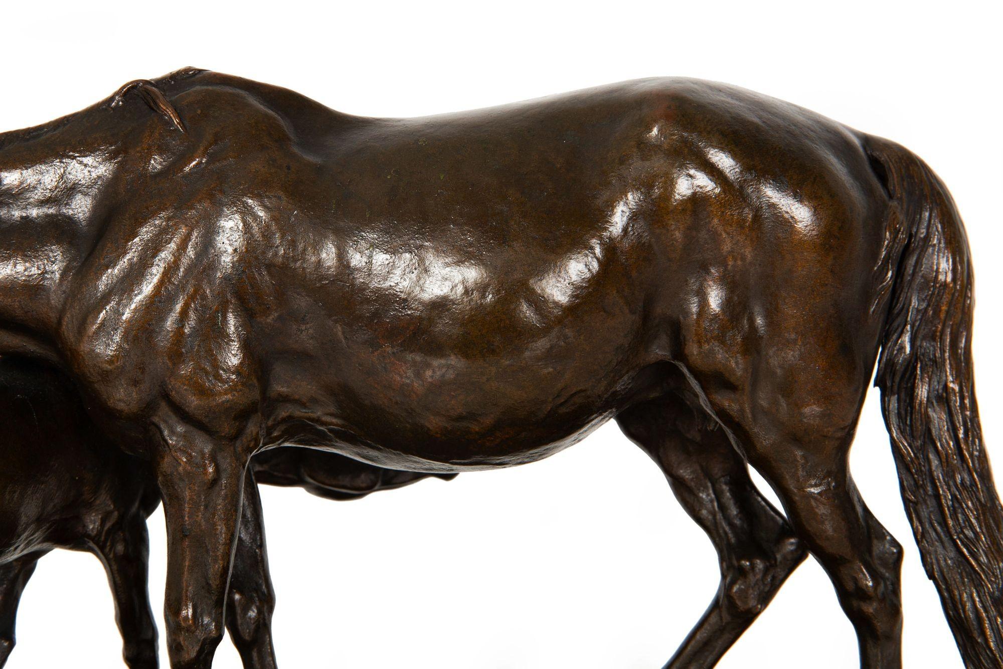 Rare French Antique Bronze Sculpture “Mare and Foal” by Isidore Bonheur For Sale 5