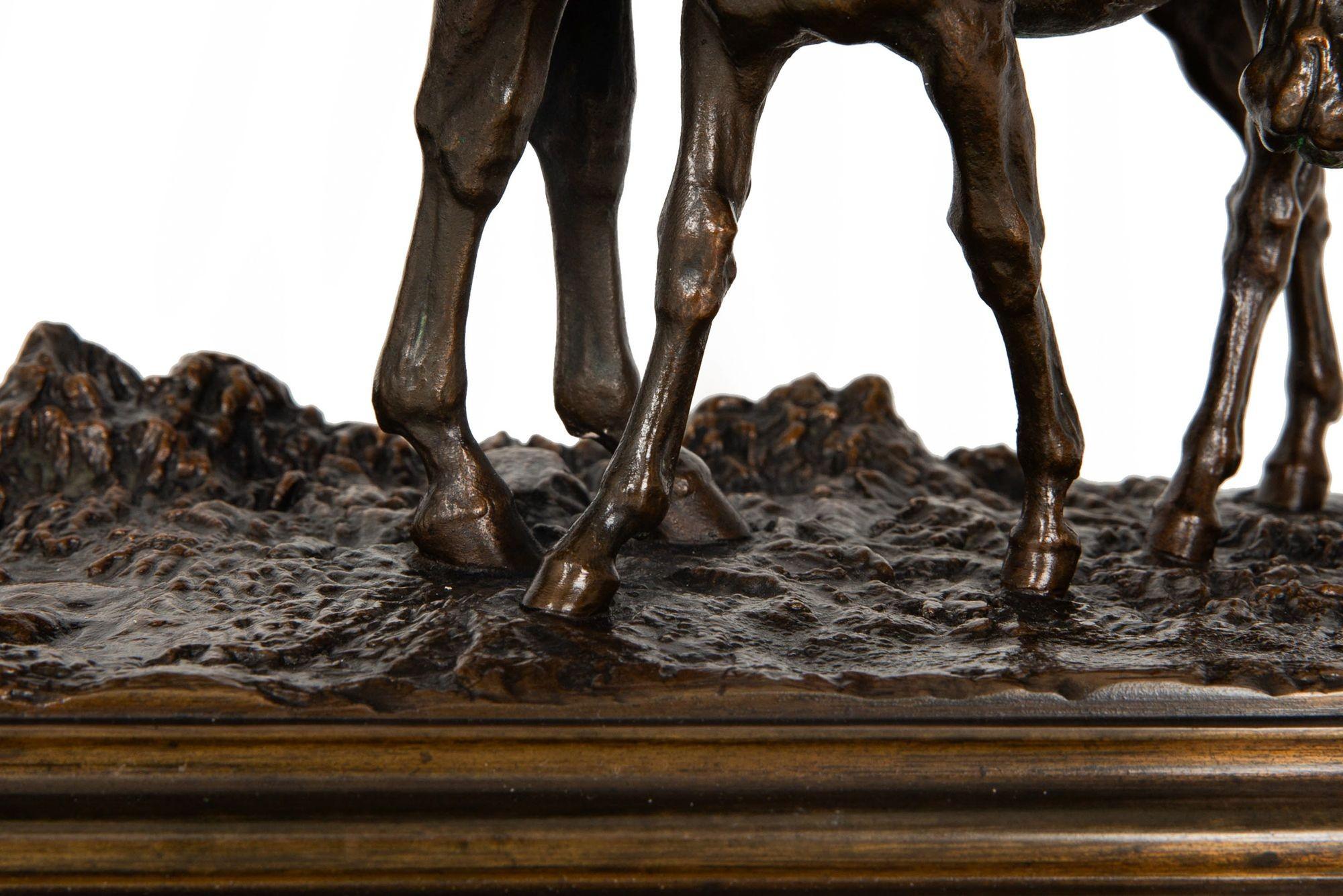 Rare French Antique Bronze Sculpture “Mare and Foal” by Isidore Bonheur For Sale 7