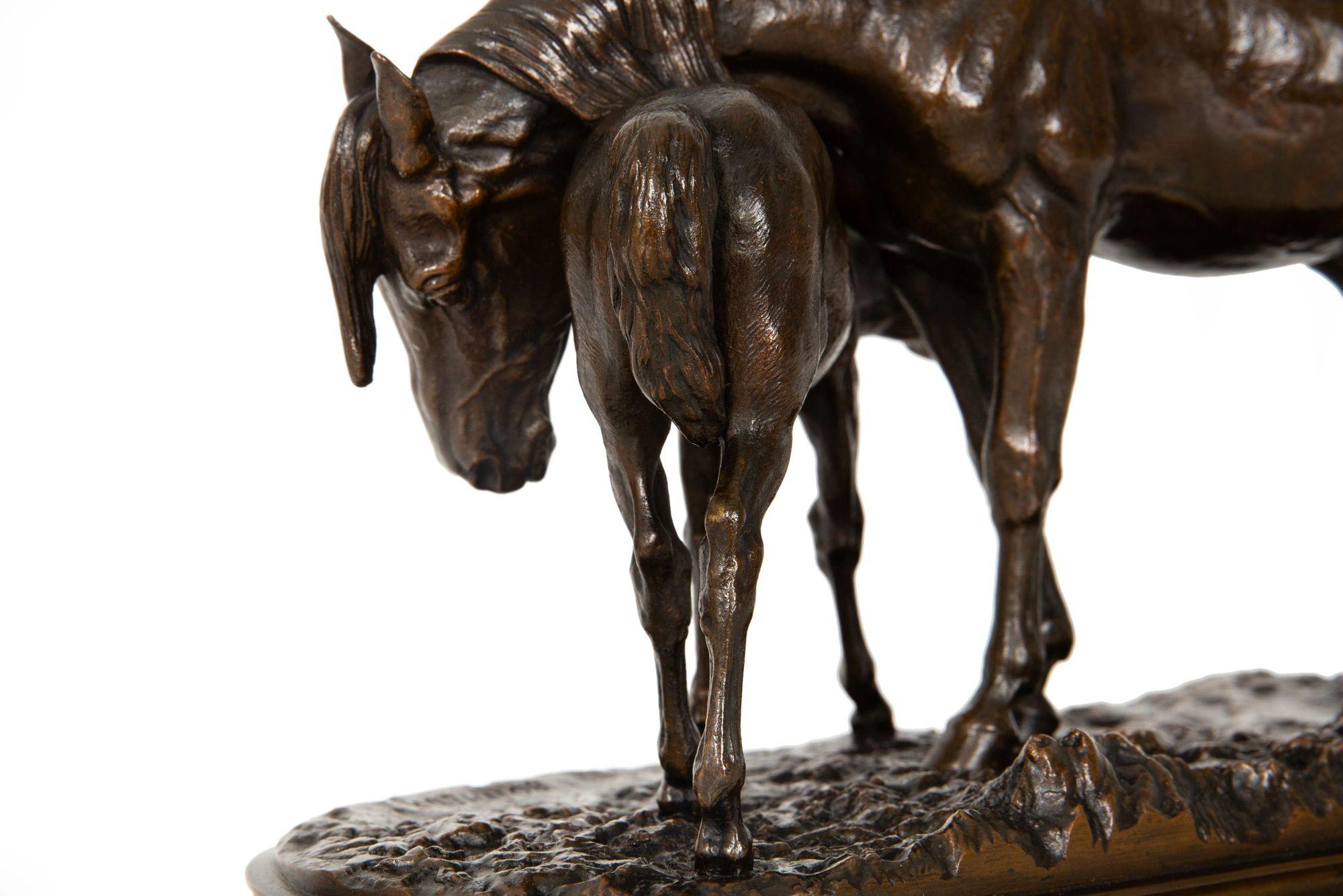 Rare French Antique Bronze Sculpture “Mare and Foal” by Isidore Bonheur For Sale 9