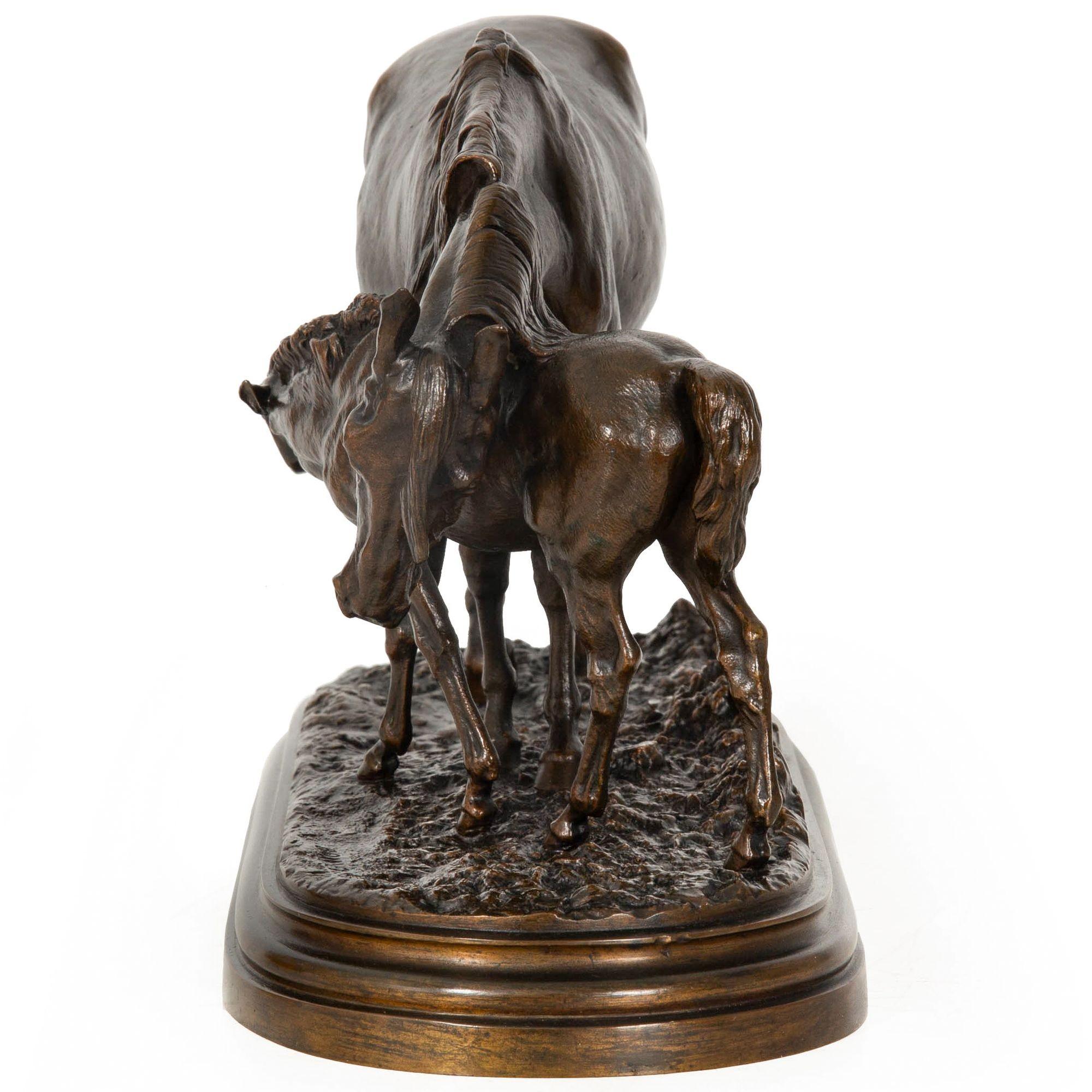 Rare French Antique Bronze Sculpture “Mare and Foal” by Isidore Bonheur In Good Condition For Sale In Shippensburg, PA