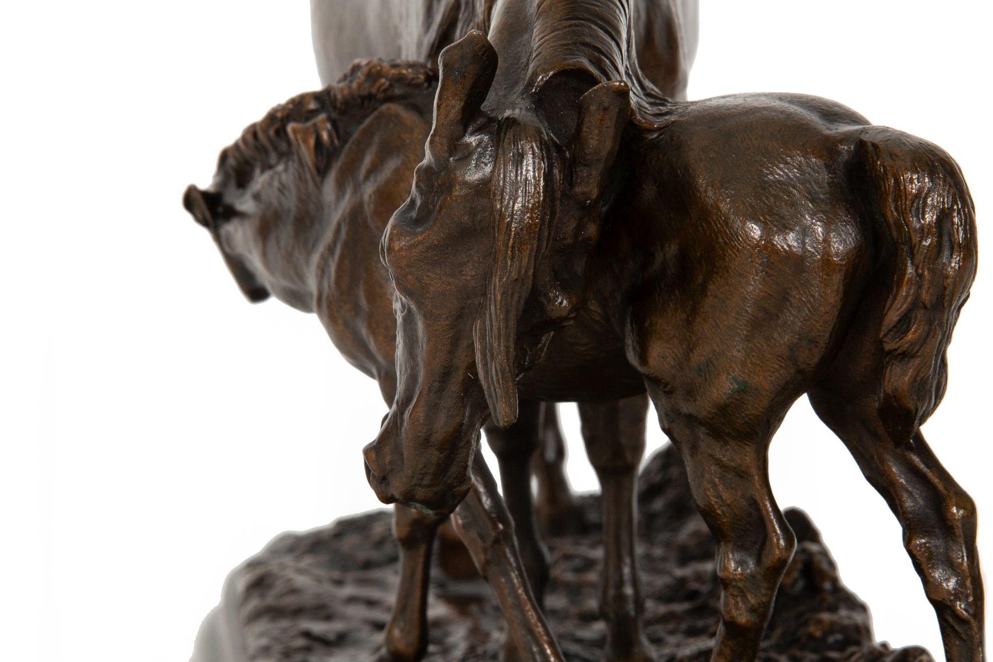 Rare French Antique Bronze Sculpture “Mare and Foal” by Isidore Bonheur For Sale 1