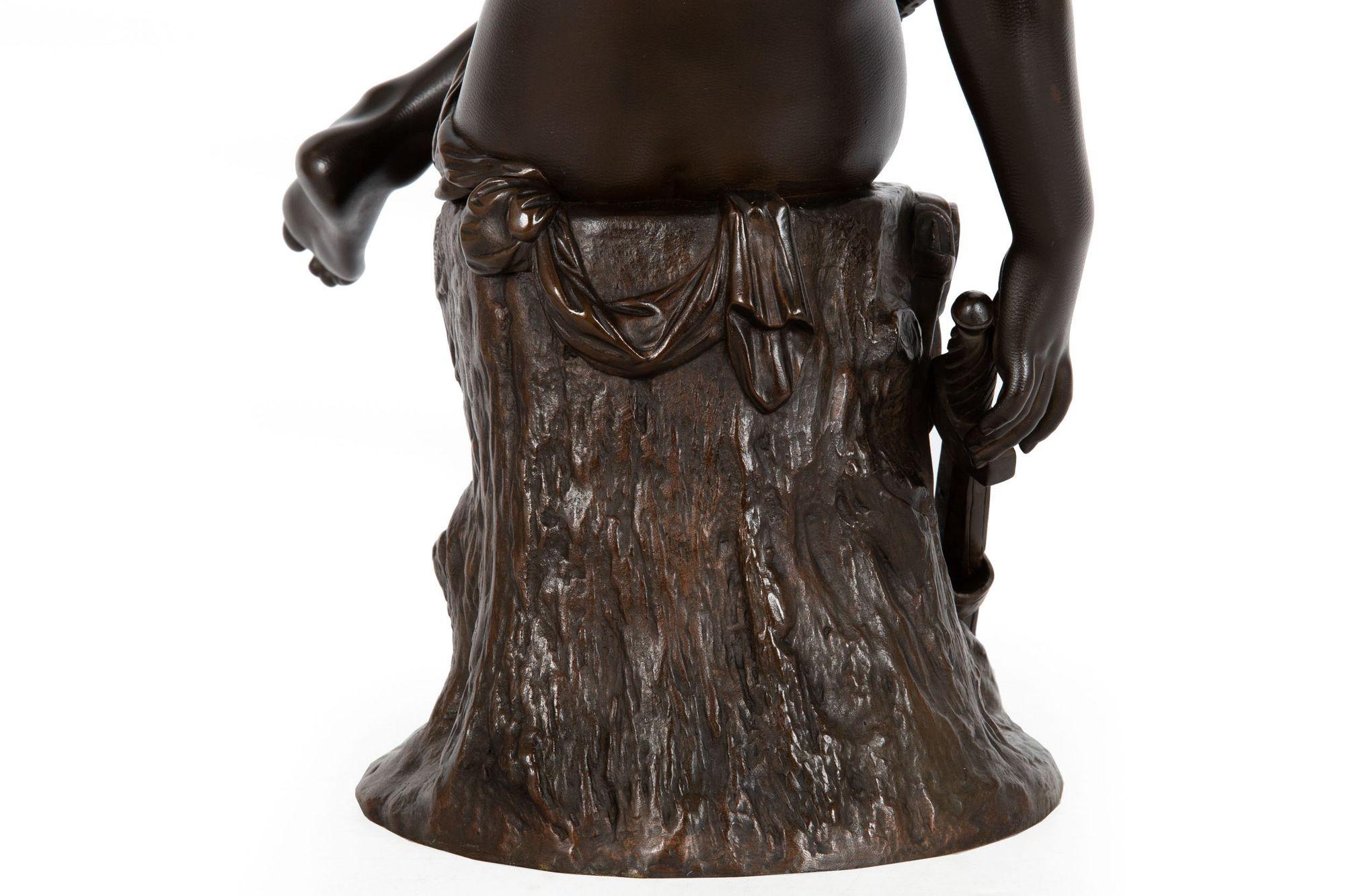 Rare French Antique Bronze Sculpture “Mercury” by Pierre Marius Montagne 9