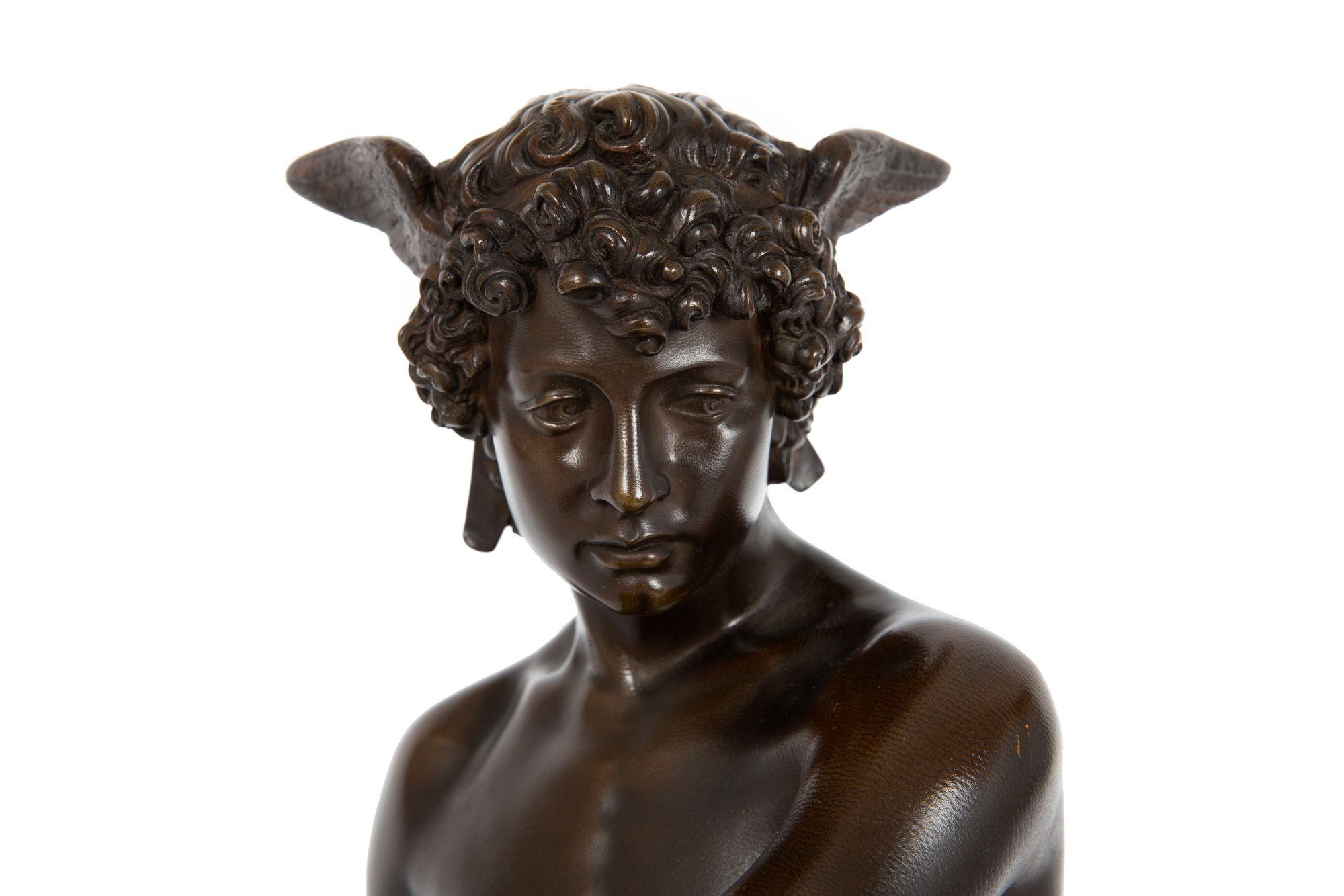 Rare French Antique Bronze Sculpture “Mercury” by Pierre Marius Montagne 10