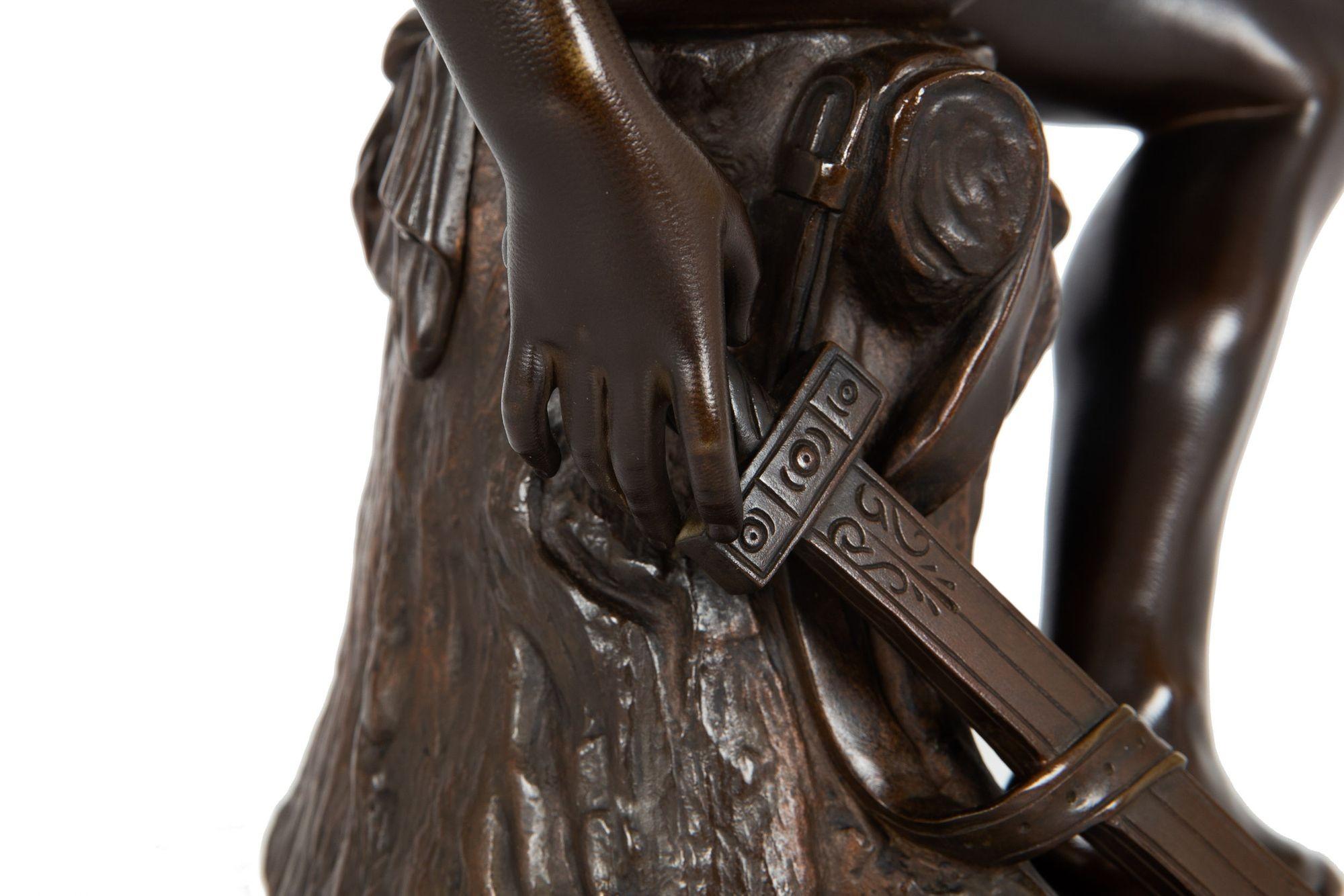 Rare French Antique Bronze Sculpture “Mercury” by Pierre Marius Montagne 12