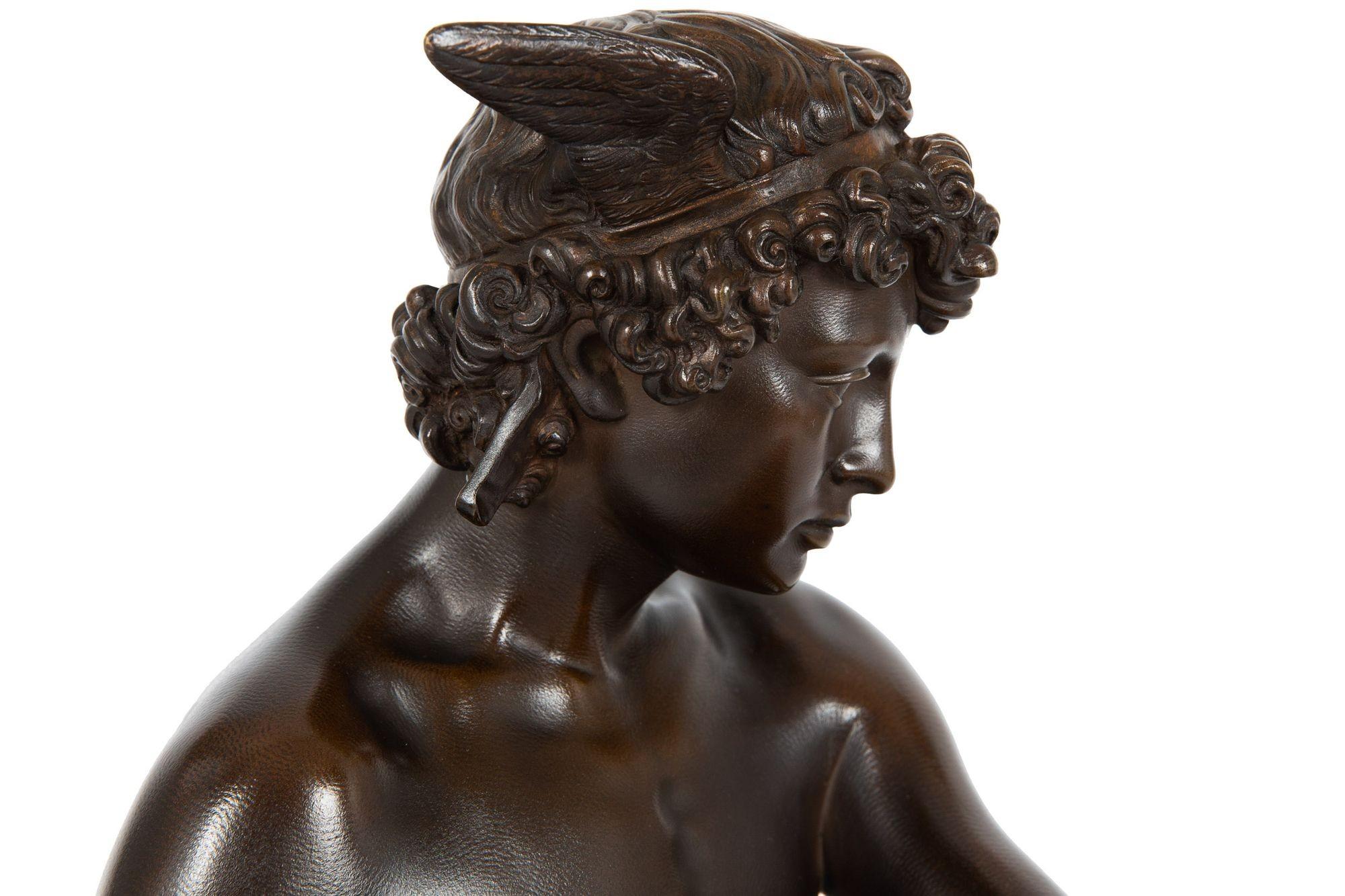 Rare French Antique Bronze Sculpture “Mercury” by Pierre Marius Montagne 13