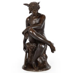 Rare French Antique Bronze Sculpture “Mercury” by Pierre Marius Montagne