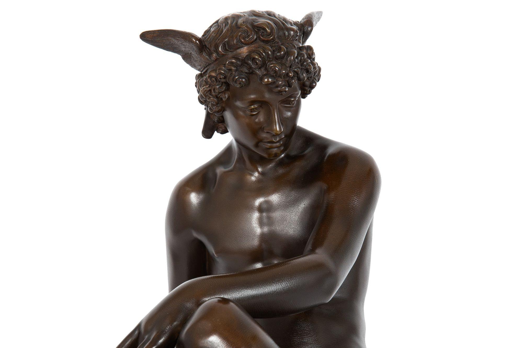 Rare French Antique Bronze Sculpture “Mercury” by Pierre Marius Montagne 1