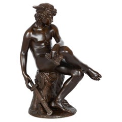 Rare French Antique Bronze Sculpture “Mercury” by Pierre Marius Montagne