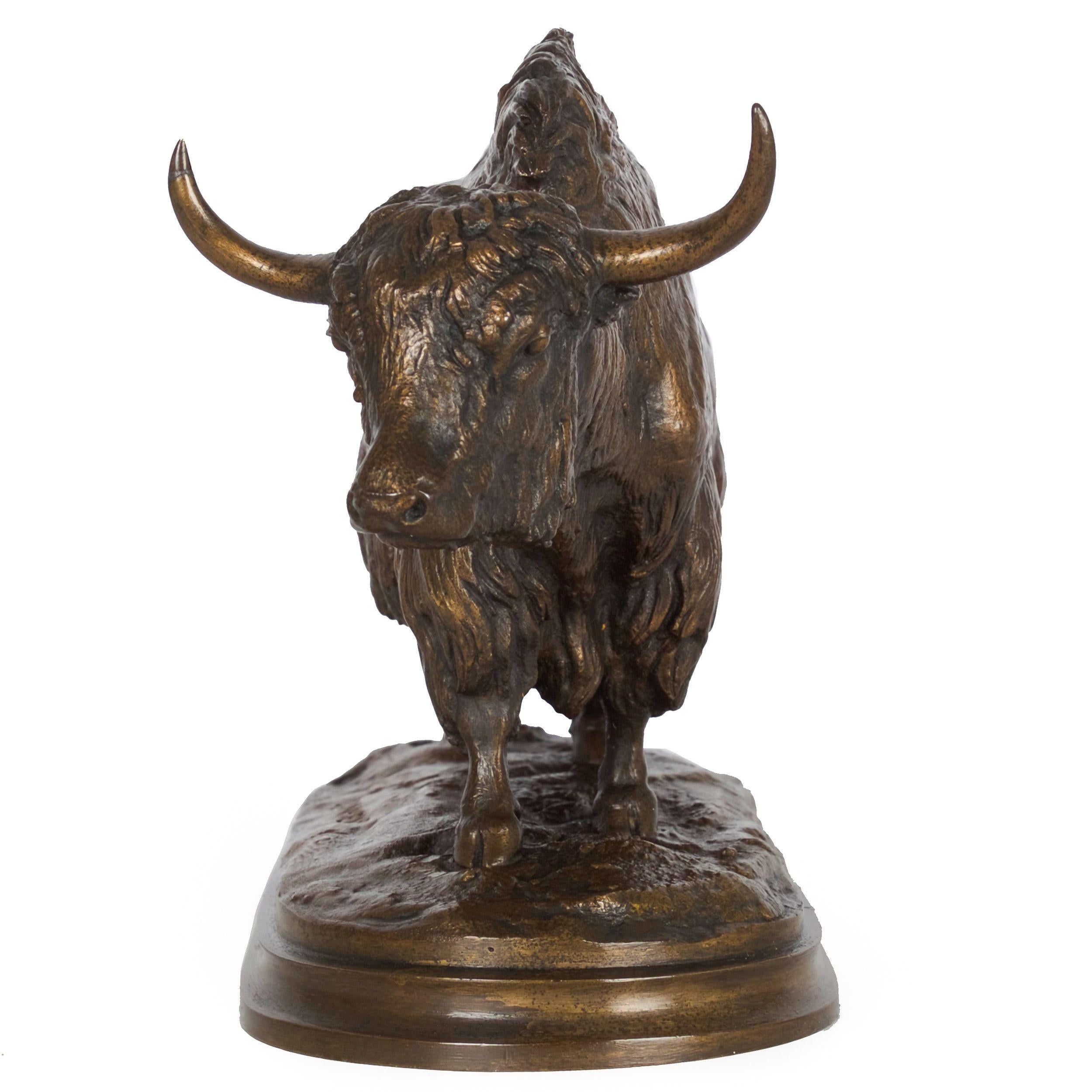 Romantic Rare French Antique Bronze Sculpture of European Bison by Isidore Bonheur c.1870