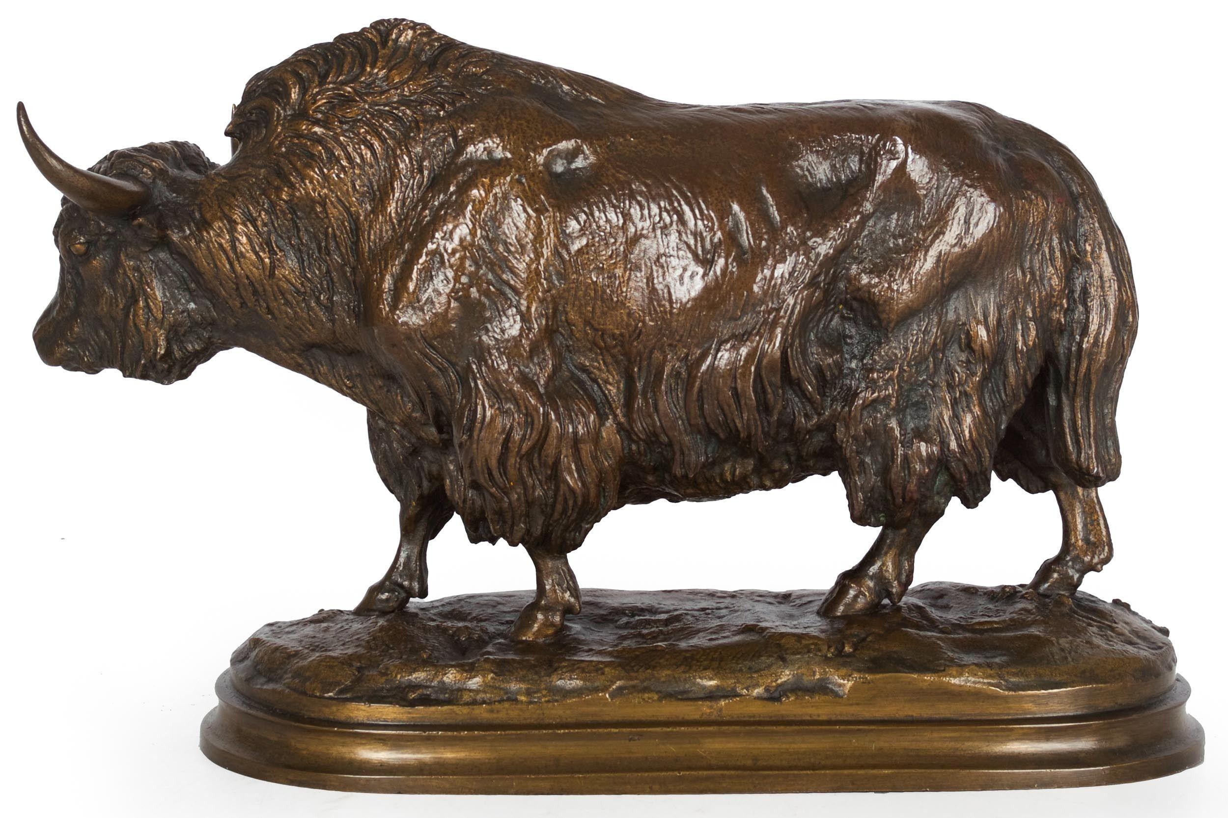 Rare French Antique Bronze Sculpture of European Bison by Isidore Bonheur c.1870 In Good Condition In Shippensburg, PA