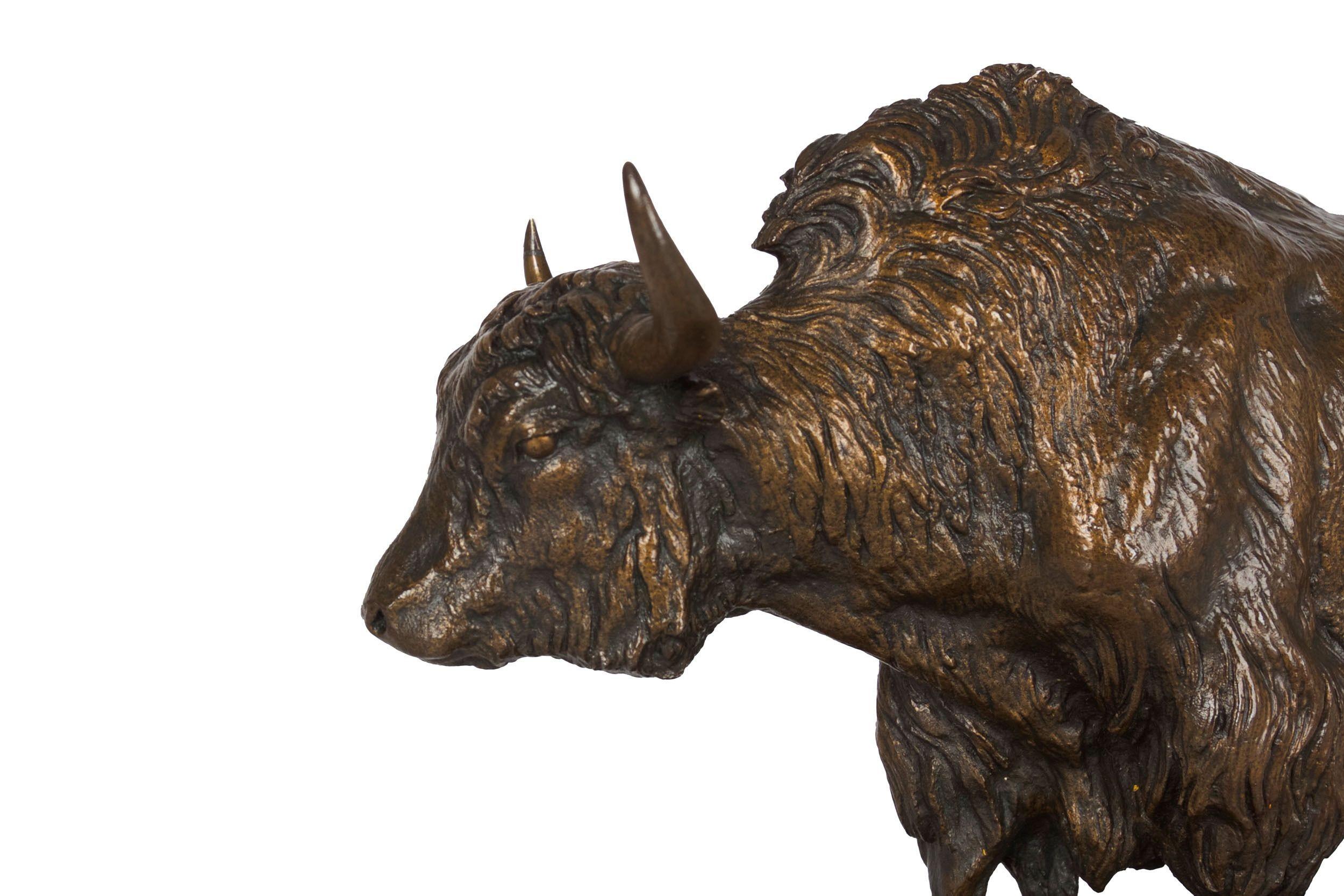 Rare French Antique Bronze Sculpture of European Bison by Isidore Bonheur c.1870 1