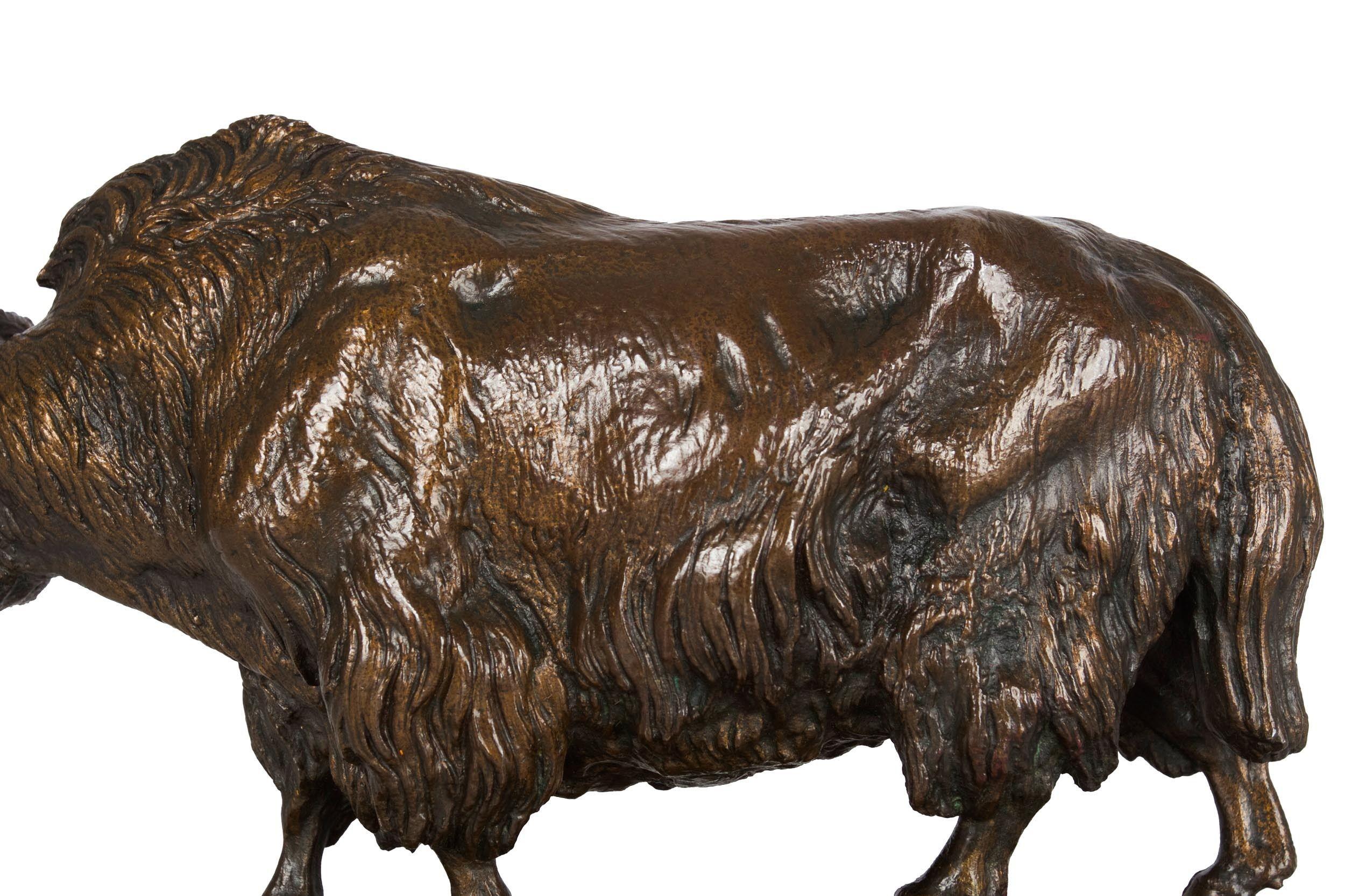 Rare French Antique Bronze Sculpture of European Bison by Isidore Bonheur c.1870 2