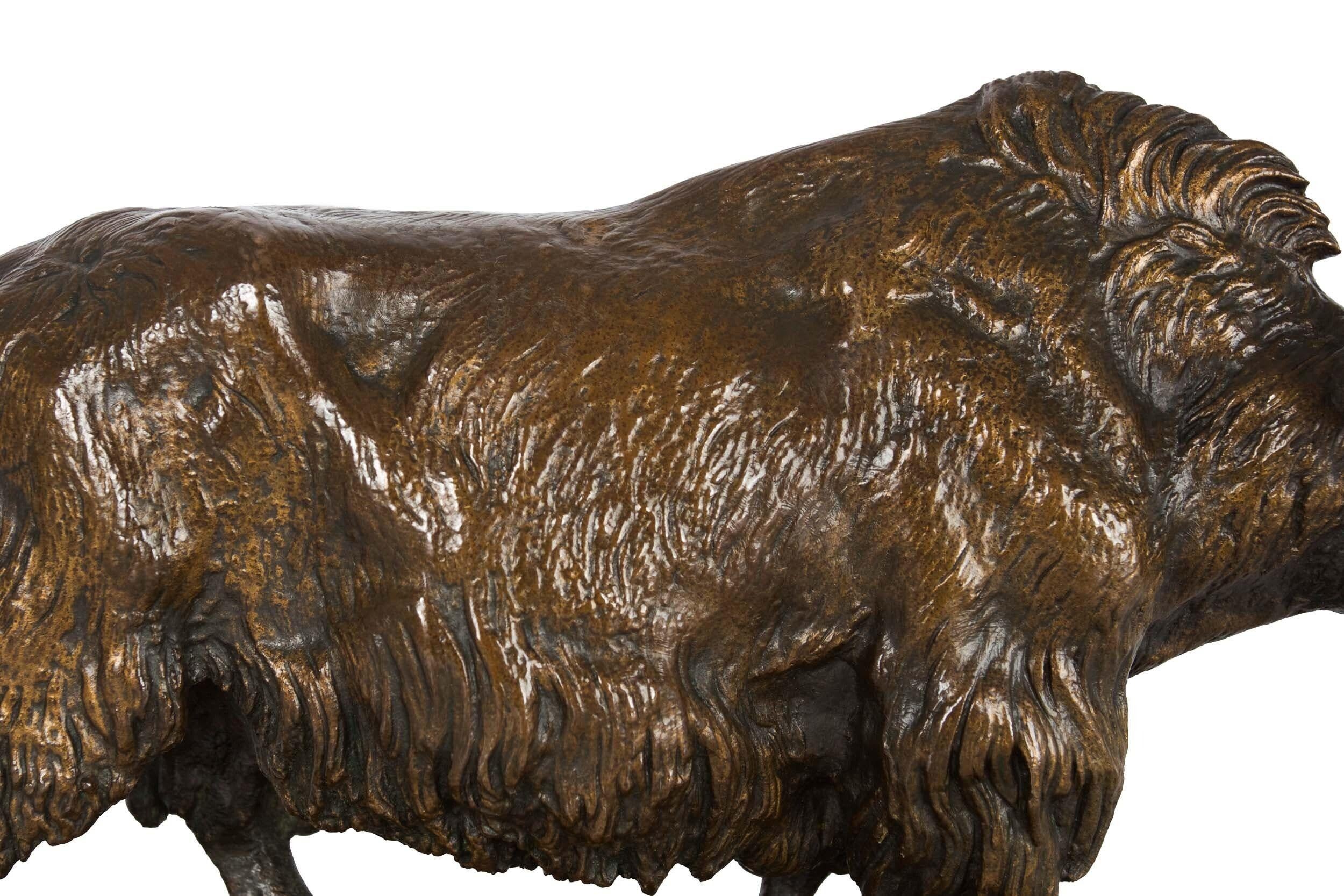 Rare French Antique Bronze Sculpture of European Bison by Isidore Bonheur c.1870 4