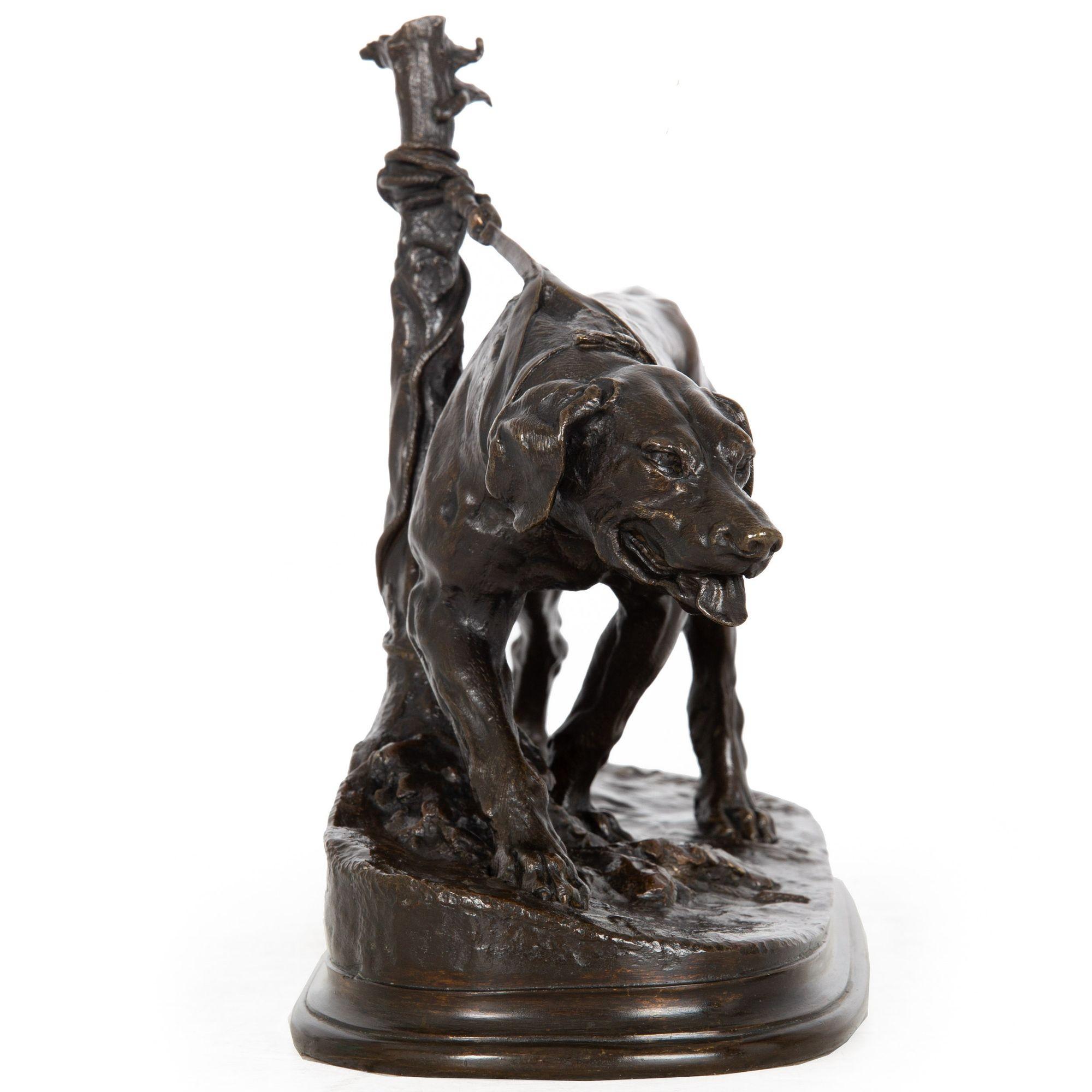 Rare French Antique Bronze Sculpture of Hound Dog by Pierre Jules Mene In Good Condition For Sale In Shippensburg, PA