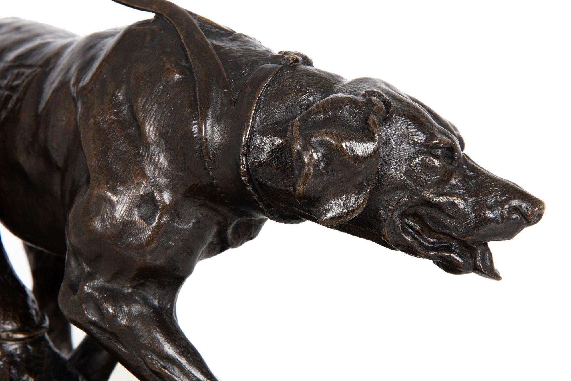 Rare French Antique Bronze Sculpture of Hound Dog by Pierre Jules Mene For Sale 3