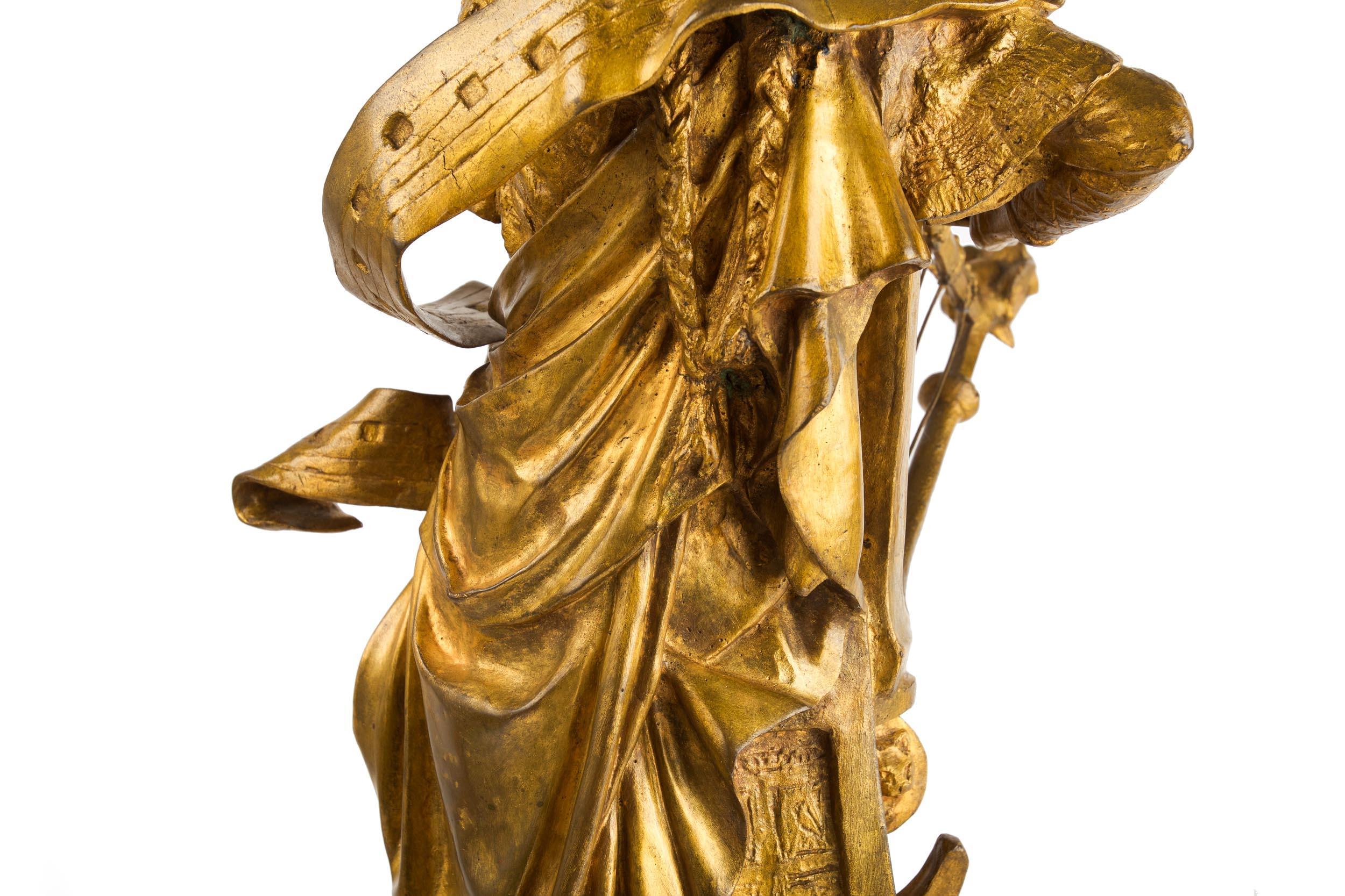 Rare French Antique Bronze Sculpture of St. Celicia by Emmanuel Fremiet 5