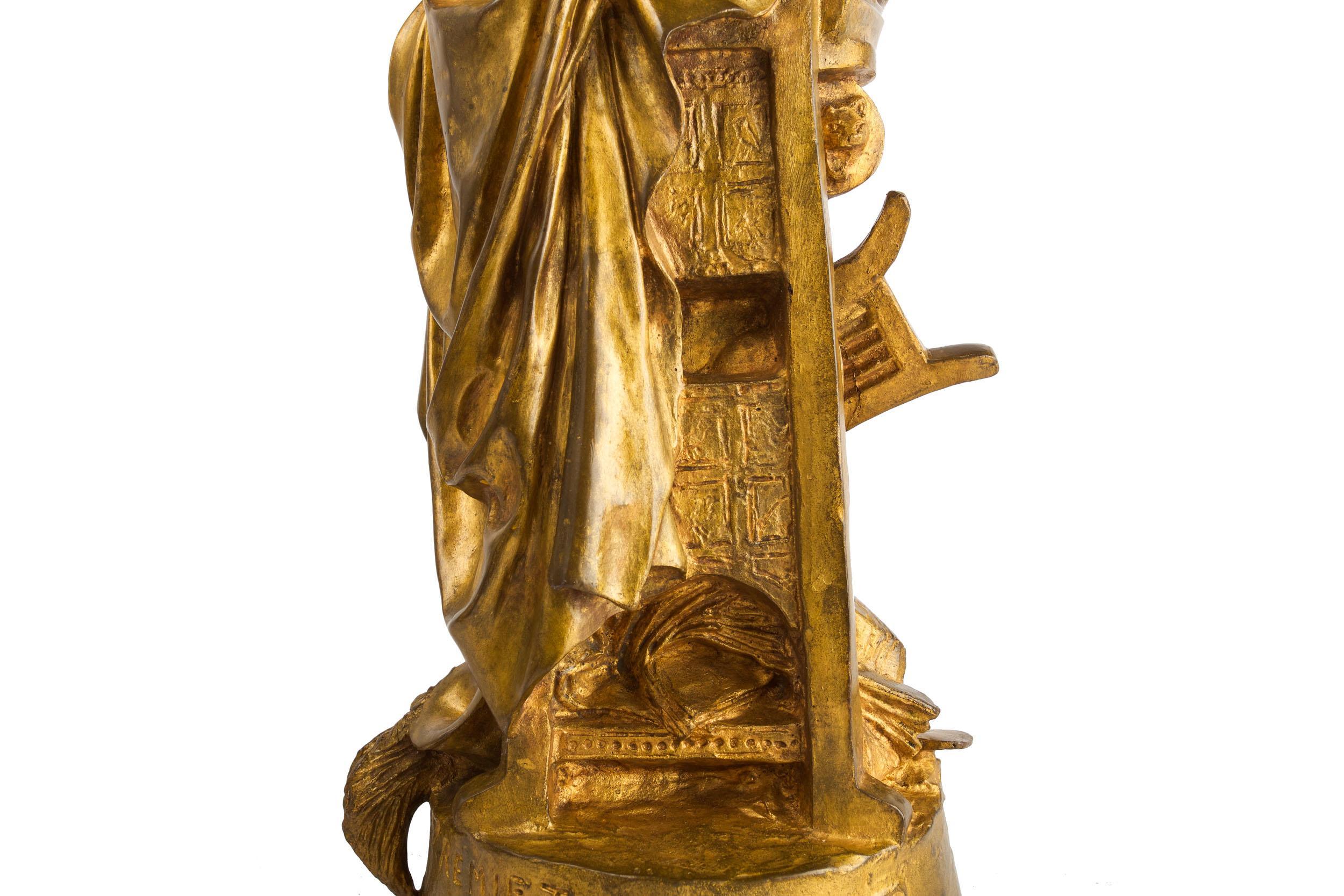 Rare French Antique Bronze Sculpture of St. Celicia by Emmanuel Fremiet 6