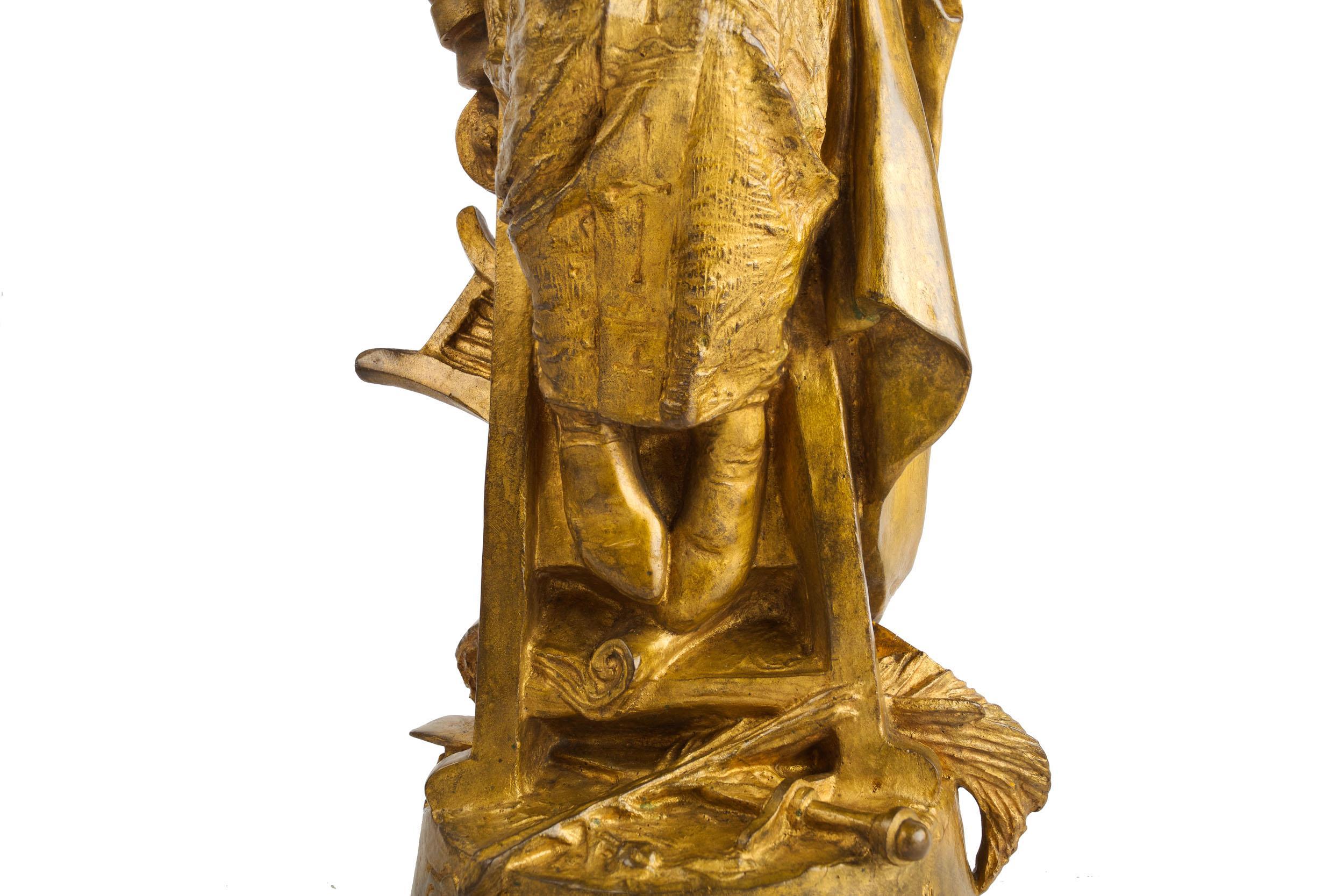 Rare French Antique Bronze Sculpture of St. Celicia by Emmanuel Fremiet In Good Condition In Shippensburg, PA