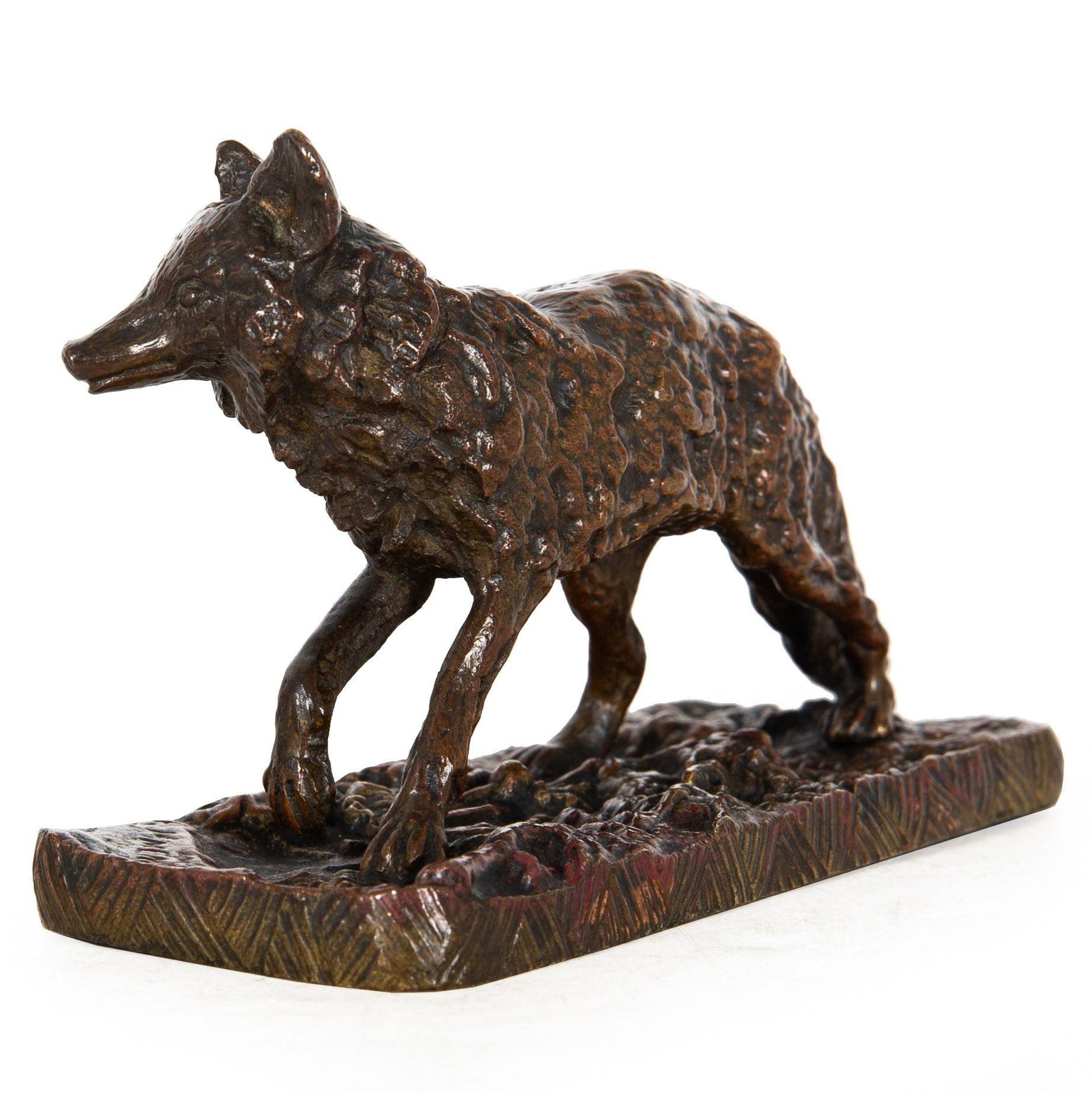 Rare French Antique Bronze Sculpture “Strolling Fox” after Pierre Jules Mêne In Good Condition In Shippensburg, PA