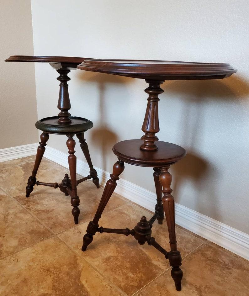 20th Century Rare French Antique Flame Mahogany Dish-Top Tea Table Pair For Sale
