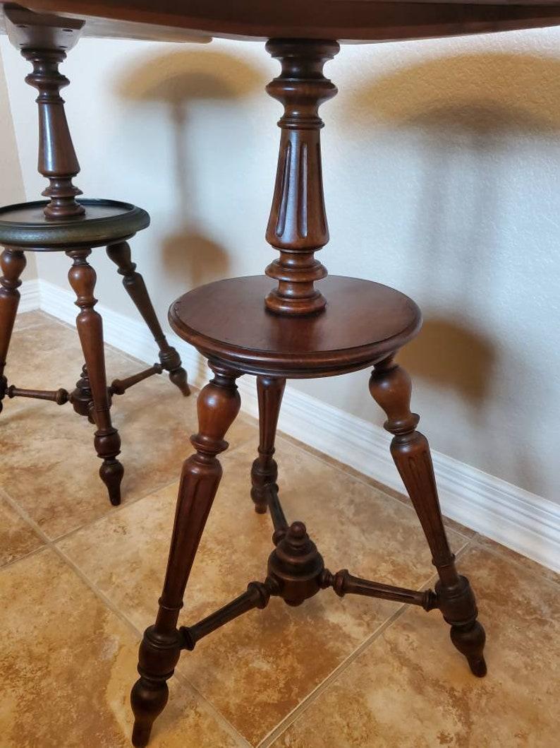 Rare French Antique Flame Mahogany Dish-Top Tea Table Pair For Sale 1