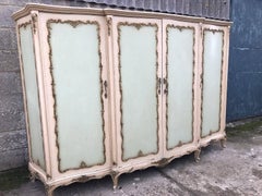 Rare French Antique, Vintage Original Paint Armoire, Four-Door, Suite