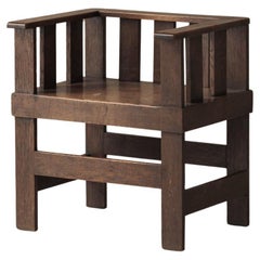 Rare French armchair in said oak, early 1930s.