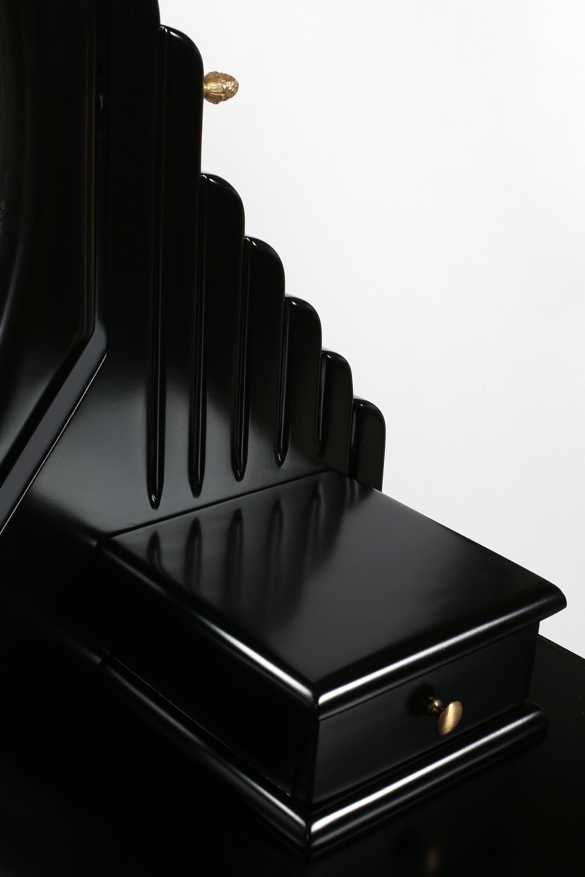 Rare French Art Deco Atelier Martine Black Lacquer Dressing Table For Sale 7