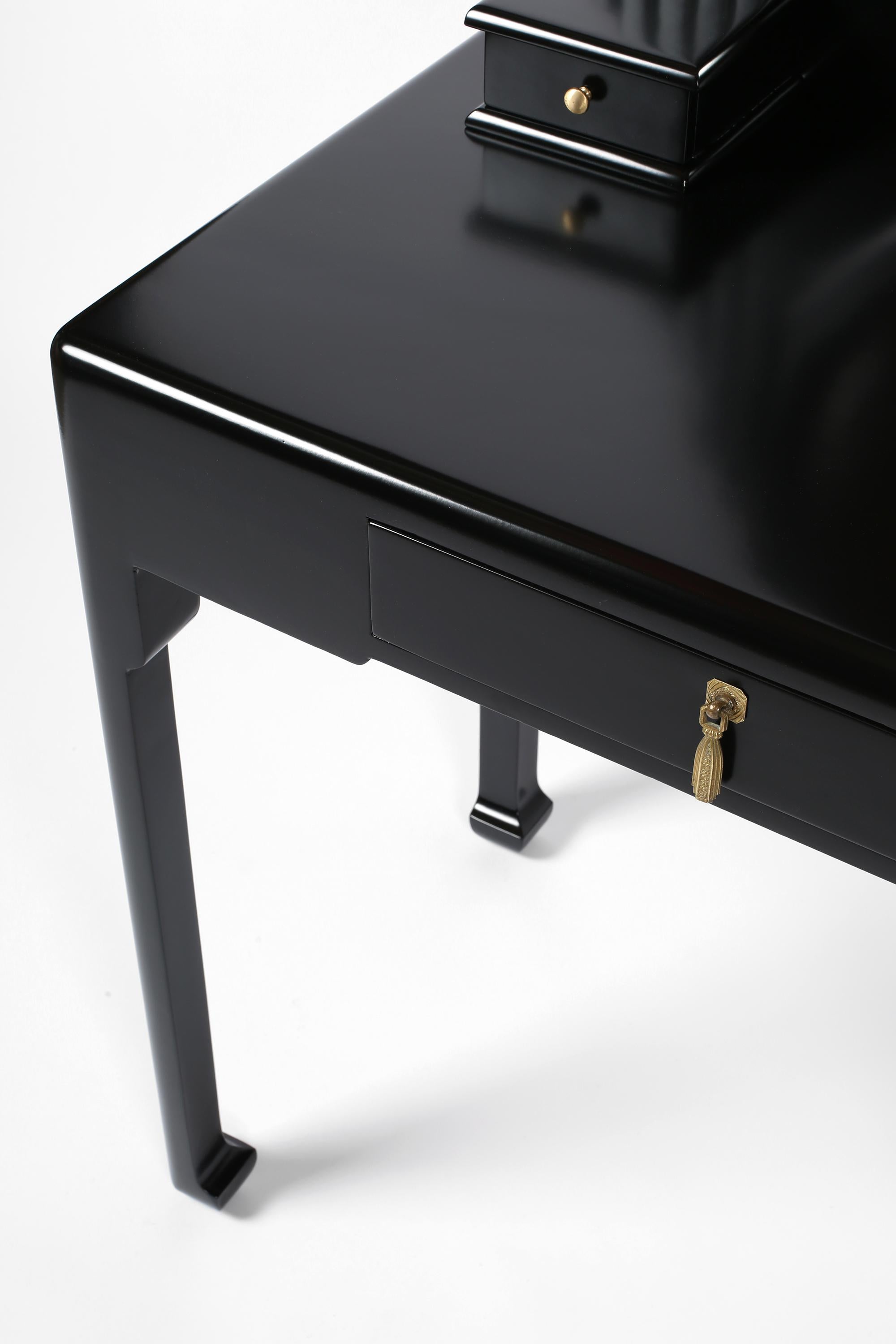 Rare French Art Deco Atelier Martine Black Lacquer Dressing Table For Sale 2