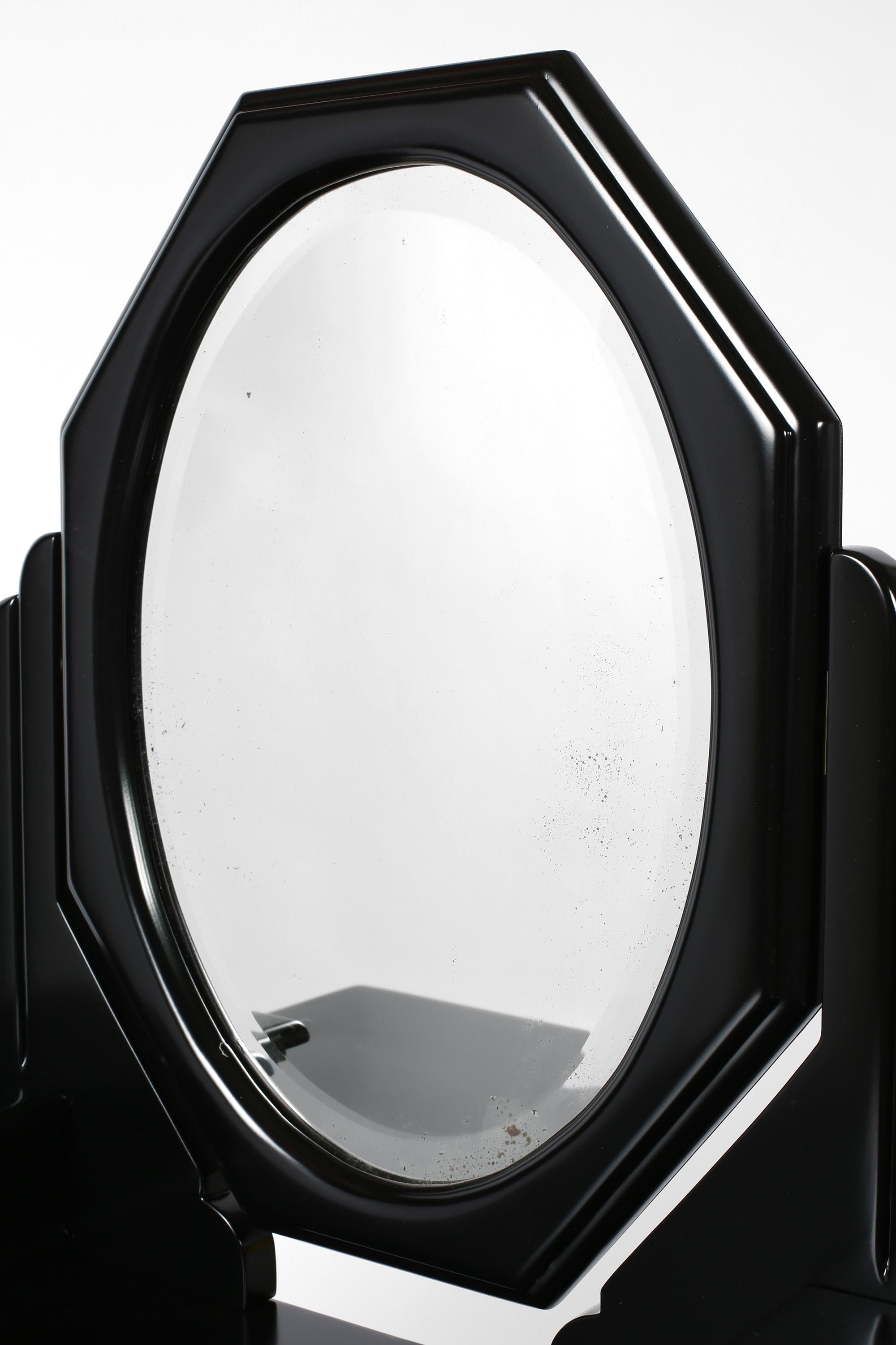 Rare French Art Deco Atelier Martine Black Lacquer Dressing Table For Sale 4