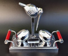 Rare French Art Deco Chrome Novelty Cruet Set, circa 1935