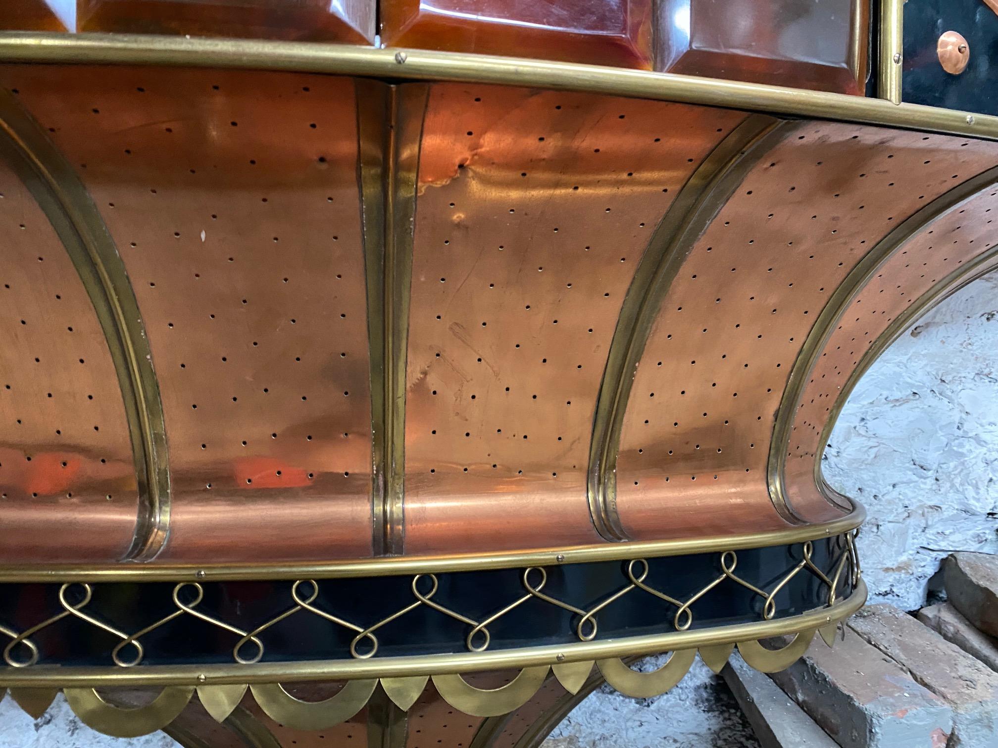 Rare French Art Deco Copper Demi Lune Console For Sale 6