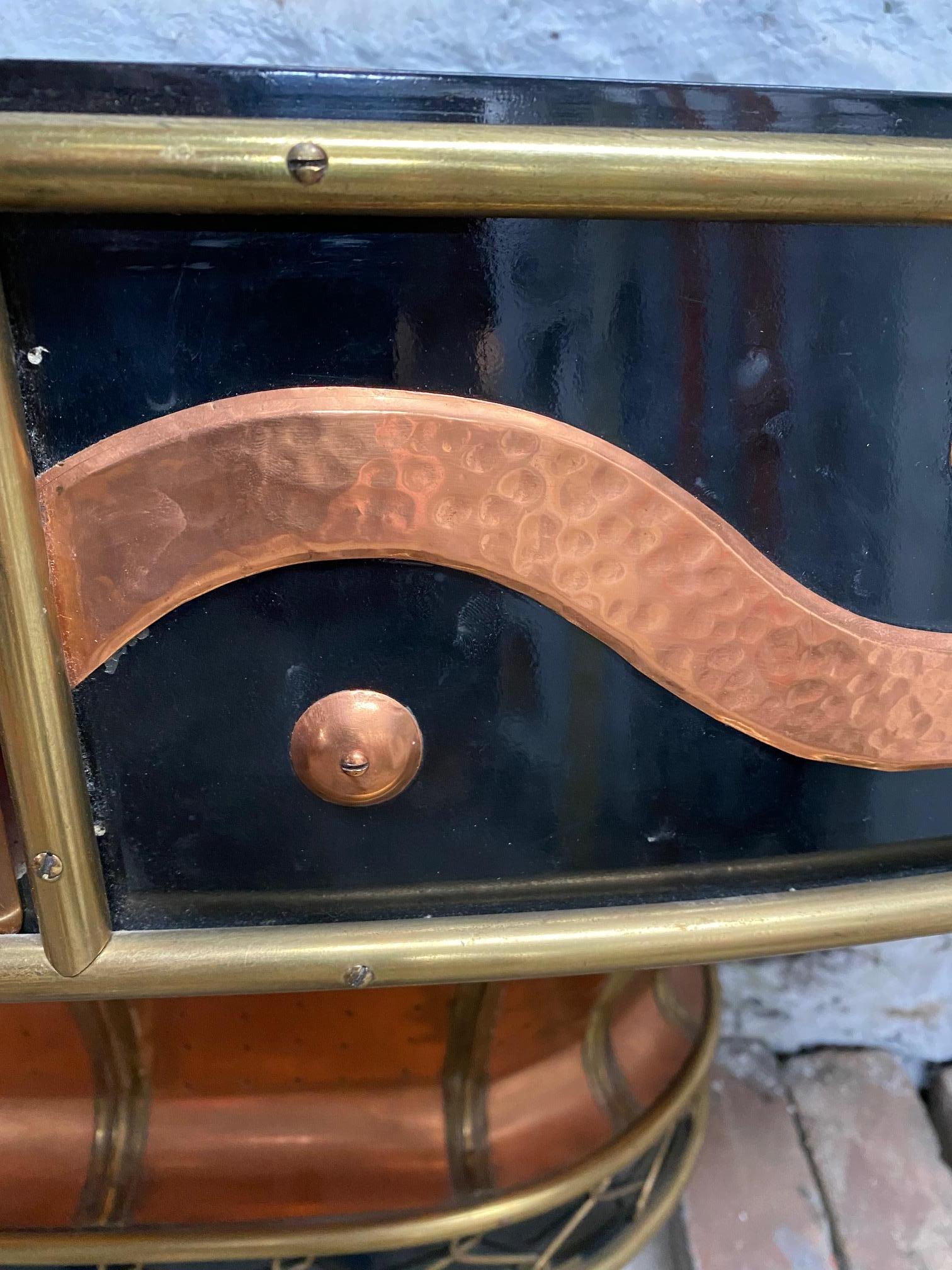 Rare French Art Deco Copper Demi Lune Console For Sale 5
