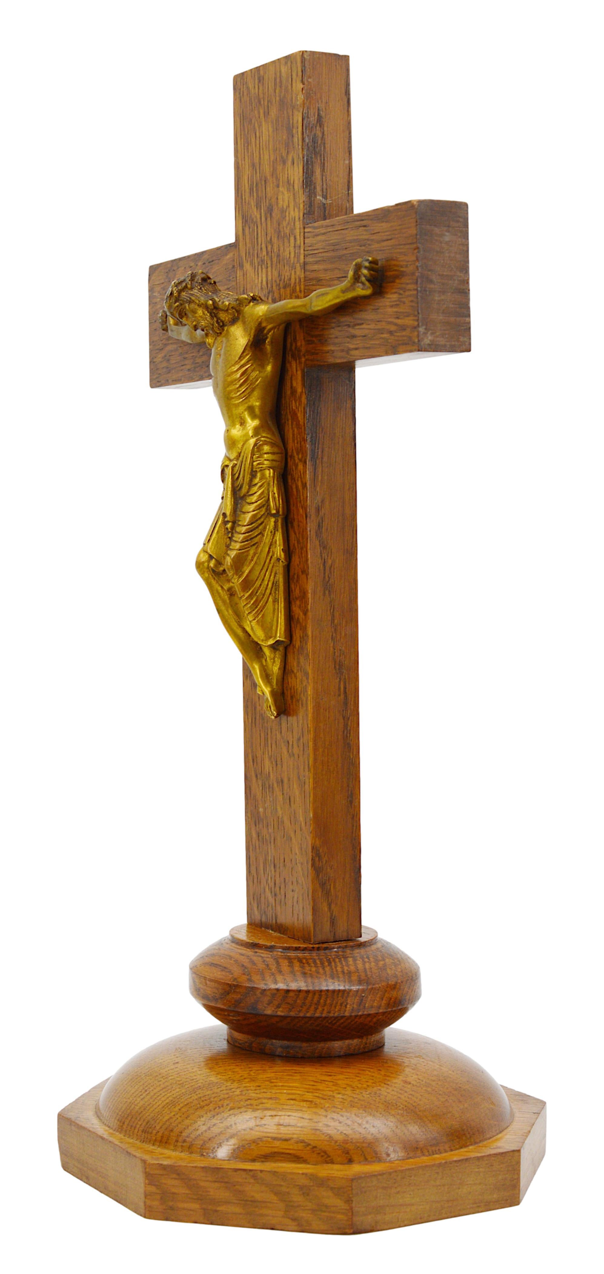 Bronze Rare French Art Deco Crucifix, 1920, Poor Clares For Sale