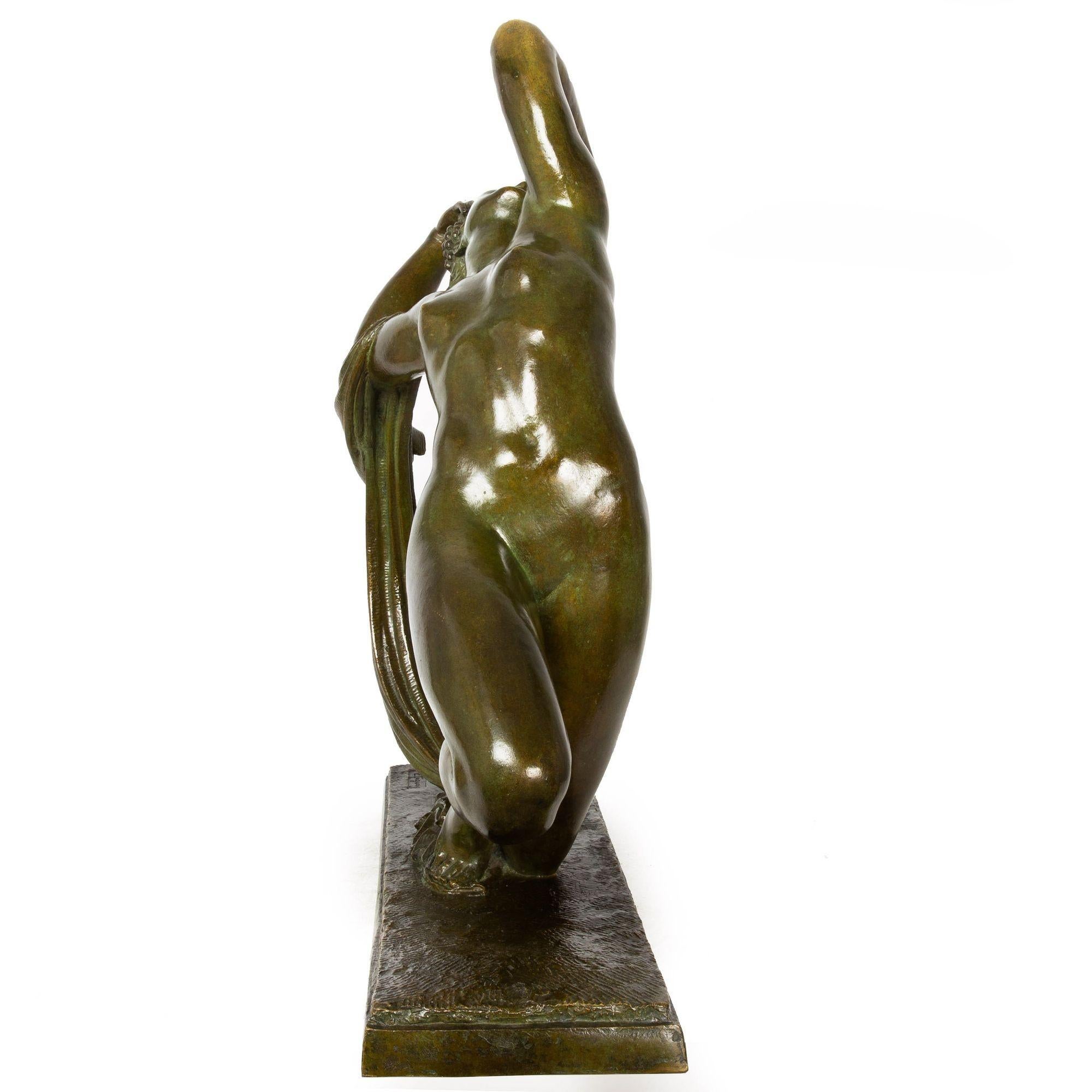 Bronze Rare French Art Deco “Female Dancer” by Pierre Le Faguays ca. 1930 For Sale