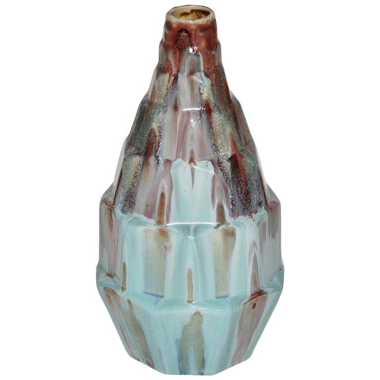 Seltene französische Art Deco Gabriel Fourmaintraux Desvres Topf Türkis  Keramik Vase im Angebot bei 1stDibs