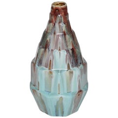 Rare vase en céramique turquoise Art Déco Gabriel Fourmaintraux Desvres