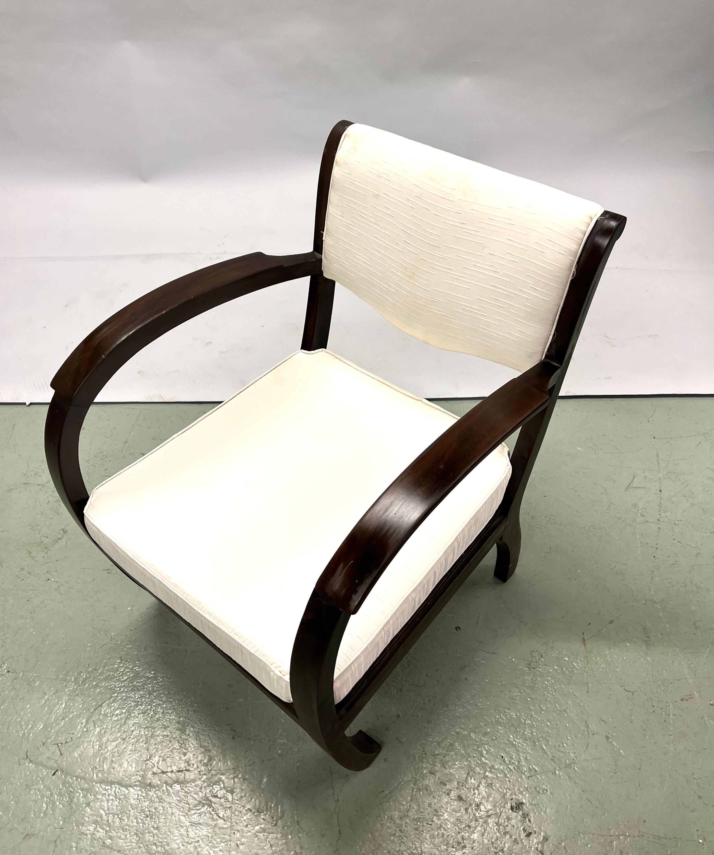 Rare French Art Deco Hand Carved Teak Armchairs/ Lounge Chairs, 1920-30 For Sale 5