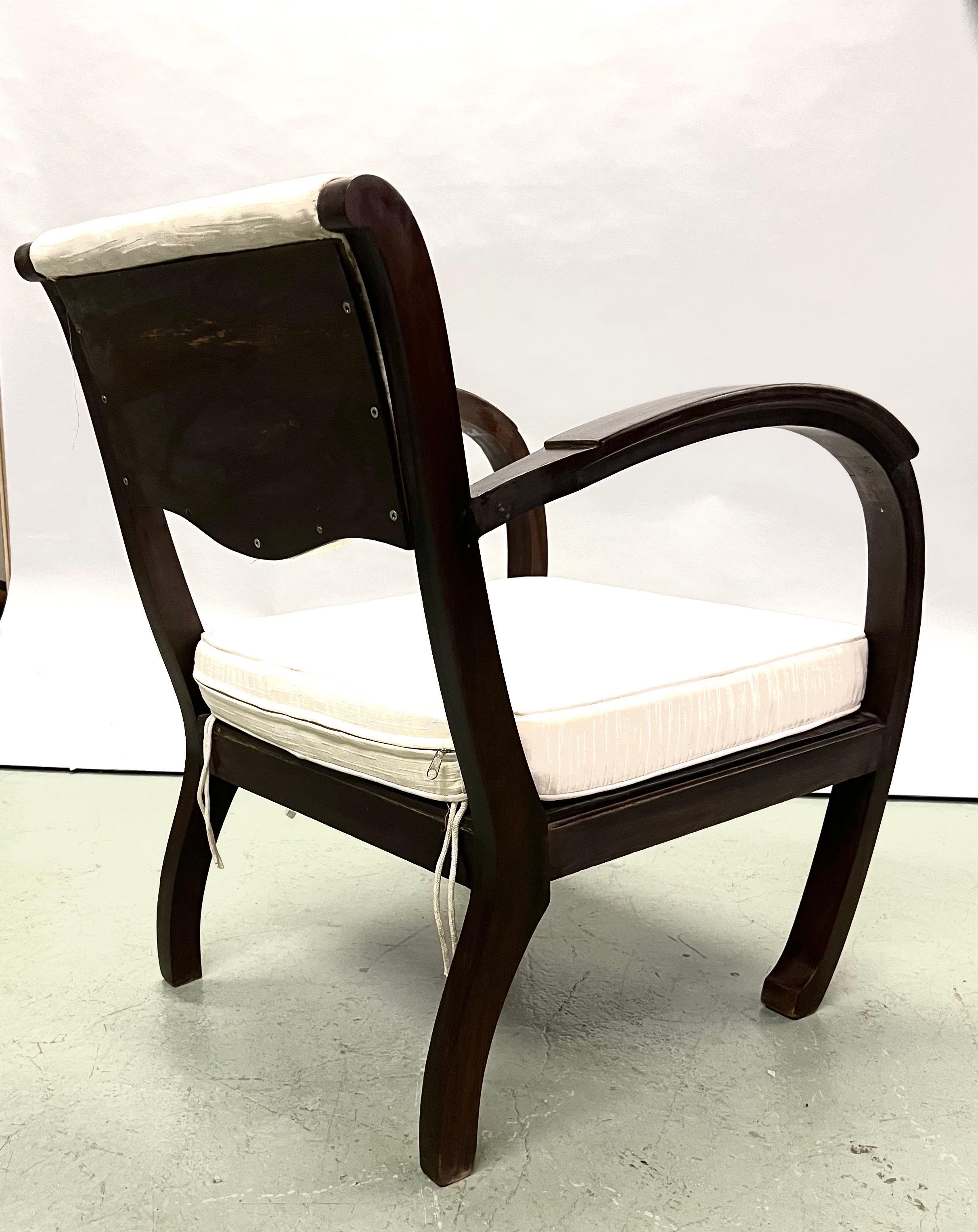 Rare French Art Deco Hand Carved Teak Armchairs/ Lounge Chairs, 1920-30 For Sale 6