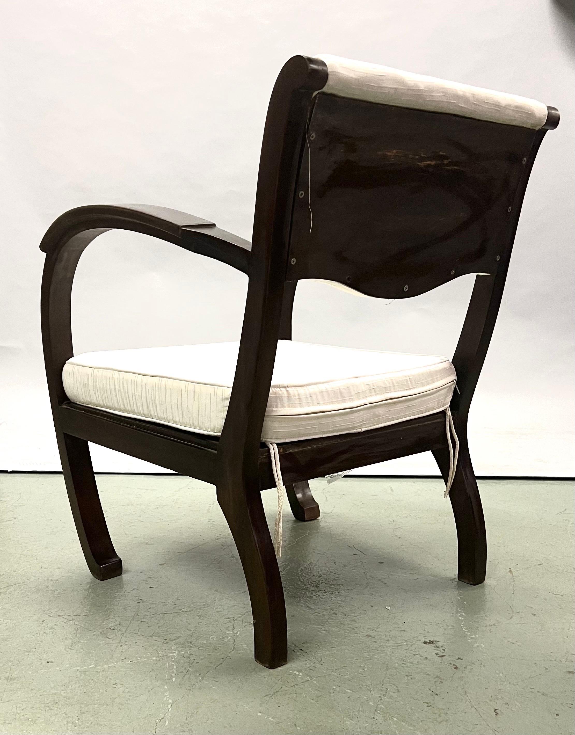 Rare French Art Deco Hand Carved Teak Armchairs/ Lounge Chairs, 1920-30 For Sale 7
