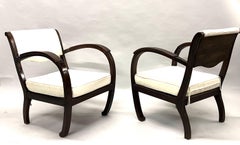 Rare French Art Deco Hand Carved Teak Armchairs/ Lounge Chairs, Andre Groult