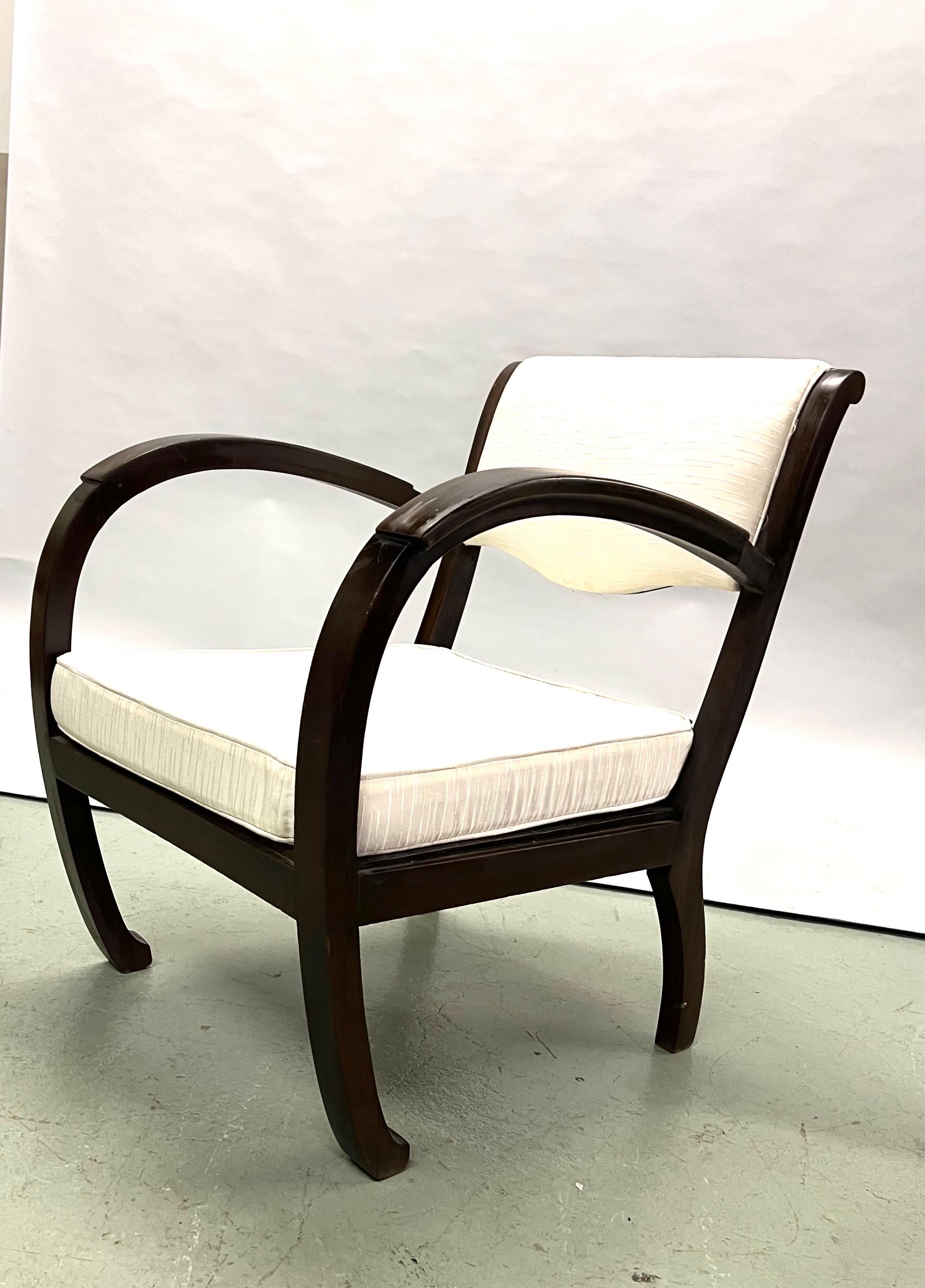 Rare French Art Deco Hand Carved Teak Armchairs/ Lounge Chairs, 1920-30 For Sale 1