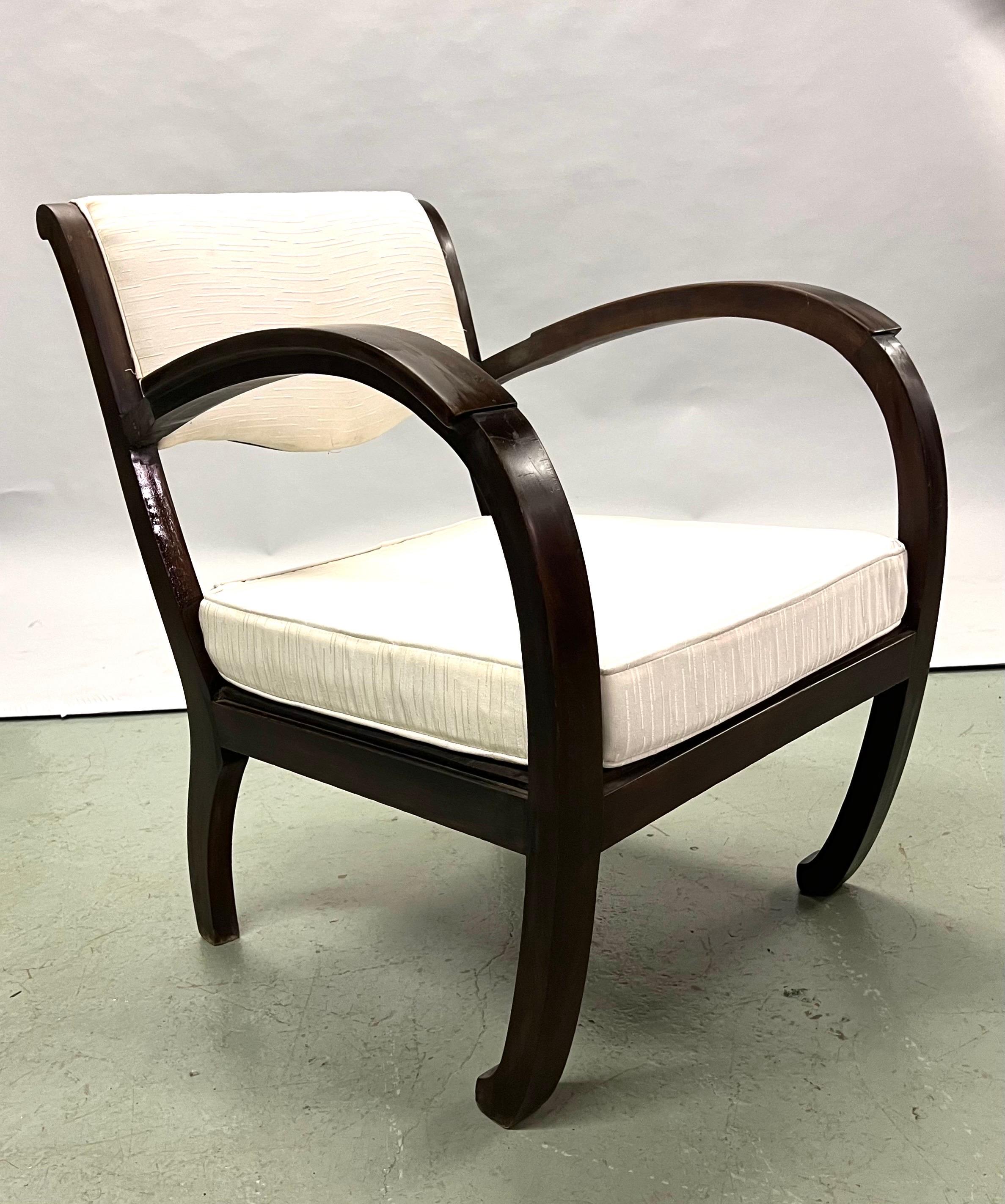 Rare French Art Deco Hand Carved Teak Armchairs/ Lounge Chairs, 1920-30 For Sale 2