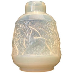 Seltene französische Art-Deco-Vase aus irisierendem Glas, Etling