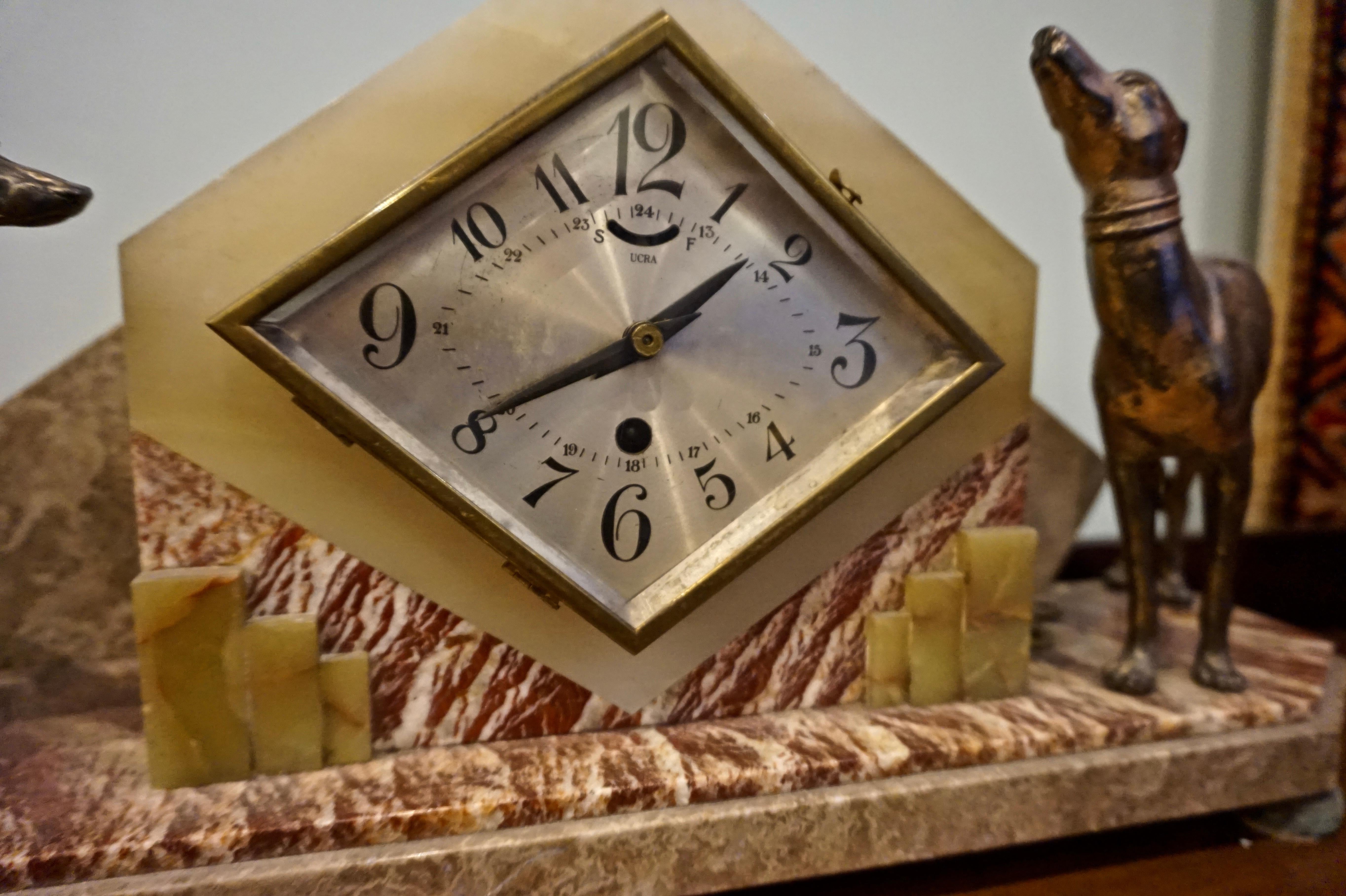 art deco marble mantel clock