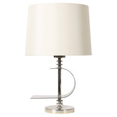 Rare French Art Deco Modernist Maison Desny Nickel Table Lamp
