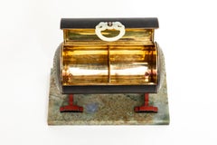 Rare French Art Deco Period Silver, Enamel, & Jade Box, Attributed to Cartier